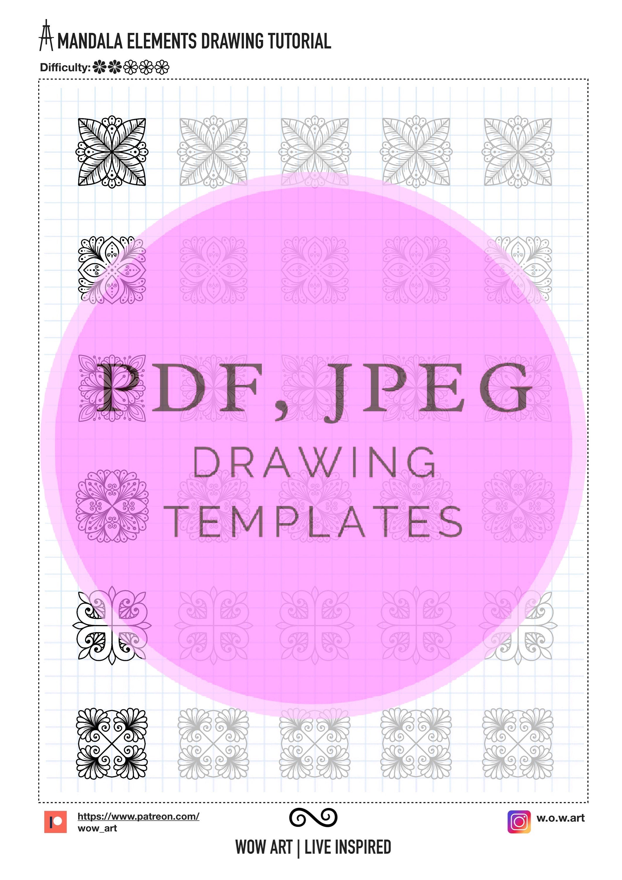 10. Einfache Quadratmuster-Übungsblätter! Pdf/jpeg. Mandala-Kunst, Digitalpapier, Sofort-Downloads, handgemacht, Kunsttherapie, Kalligrafie