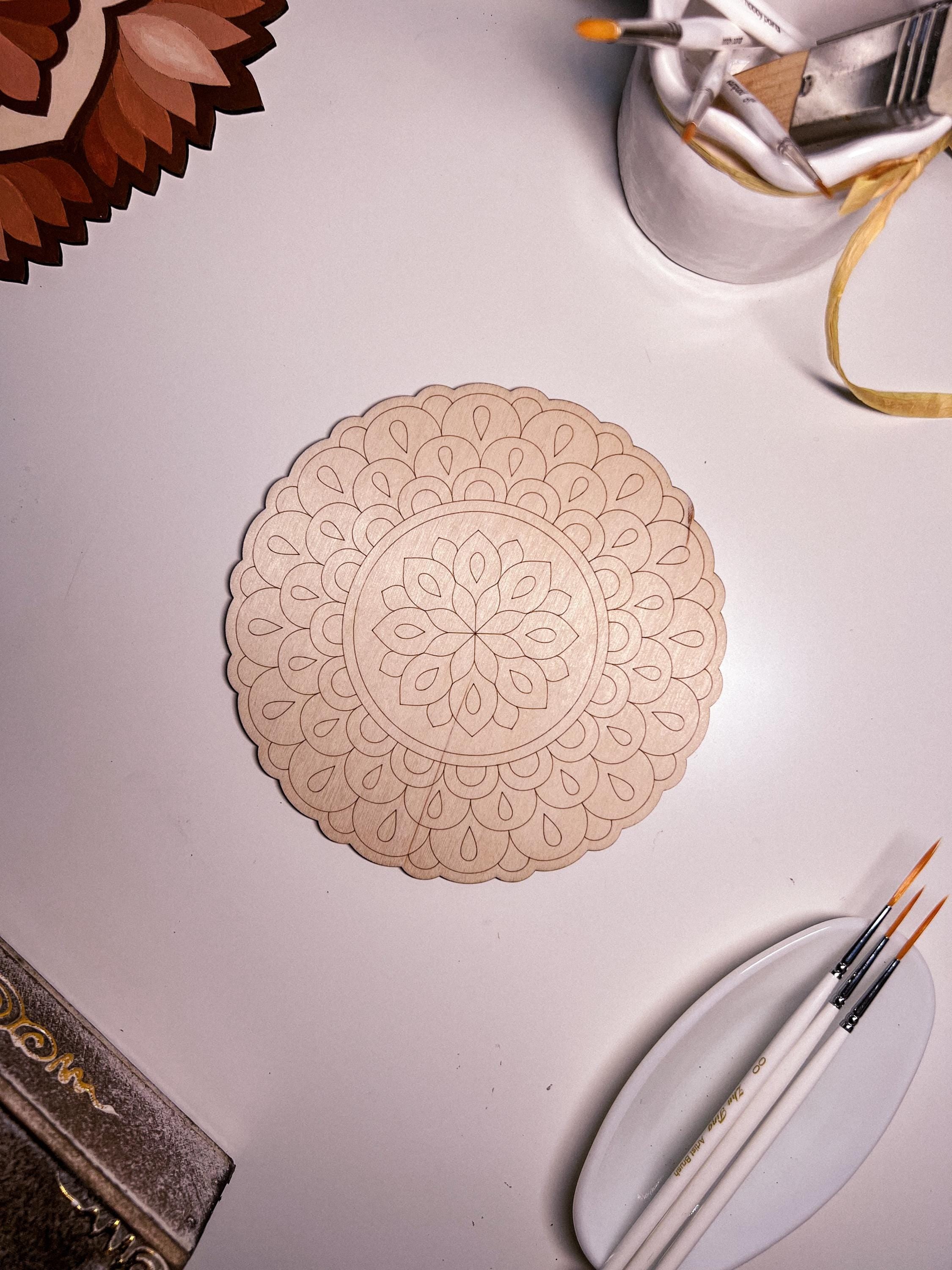 Wooden mandala for coloring, Art therapy, DIY craft, adult coloring, wall art, painting, home decor,easy drawing,coloring boards,mandala art