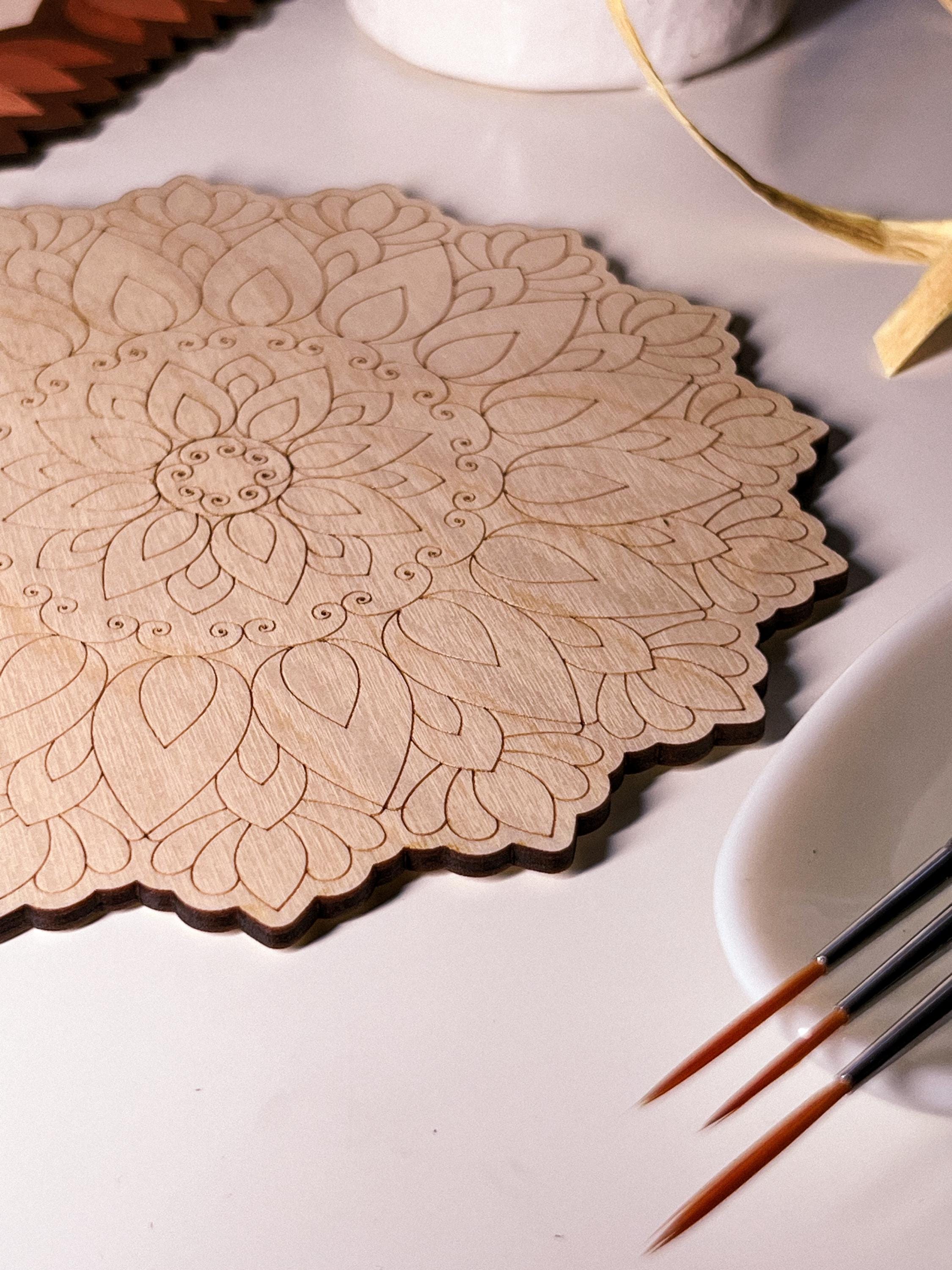 Wooden mandala for coloring, Art therapy, DIY craft, adult coloring, wall art, painting, home decor,easy drawing,coloring boards,mandala art