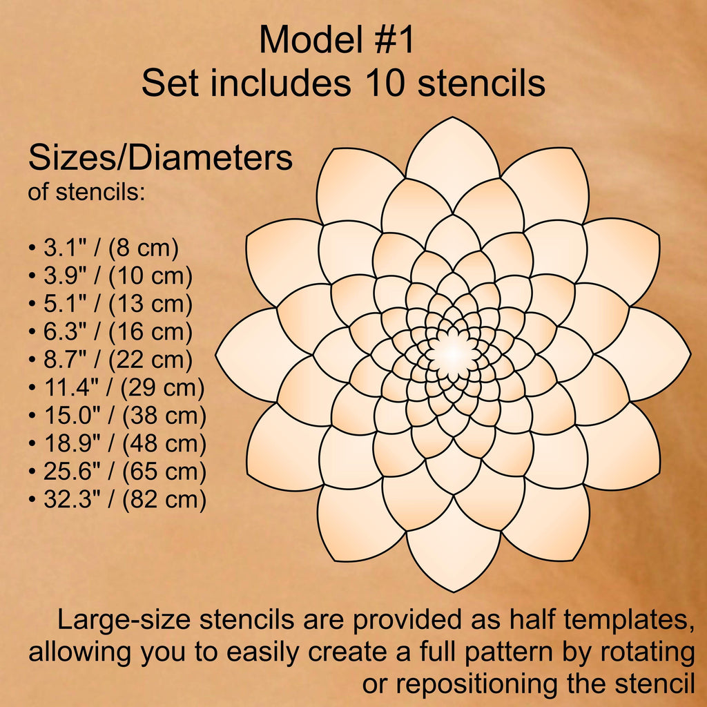 Flexibles Mandala-Schablonen-Set für Malerei & 3D-Effekt | Wiederverwendbare Mandala-Vorlagen zum Zeichnen, Boho-Kunstwerkzeug, DIY, Dabbing-Kunst