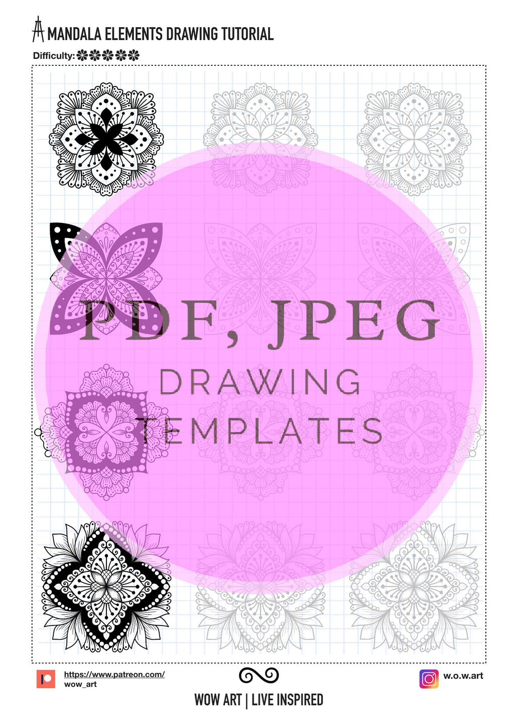 11.Fortgeschrittene Quadratmuster-Trainingsblätter! Pdf, jpeg. Mandala-Kunst, Digitalpapier, Sofort-Downloads, handgemacht, Kunsttherapie, Kalligrafie