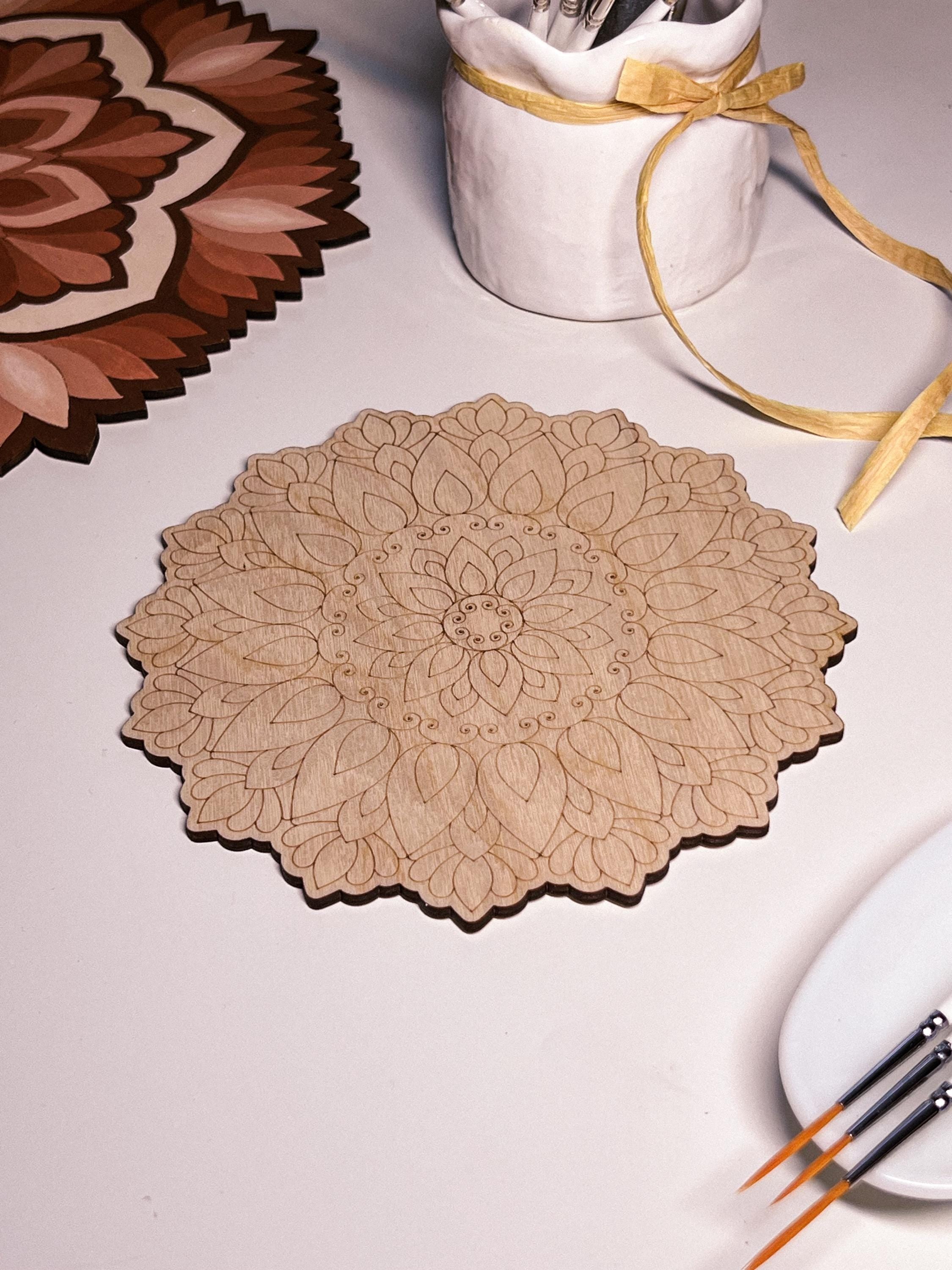Wooden mandala for coloring, Art therapy, DIY craft, adult coloring, wall art, painting, home decor,easy drawing,coloring boards,mandala art