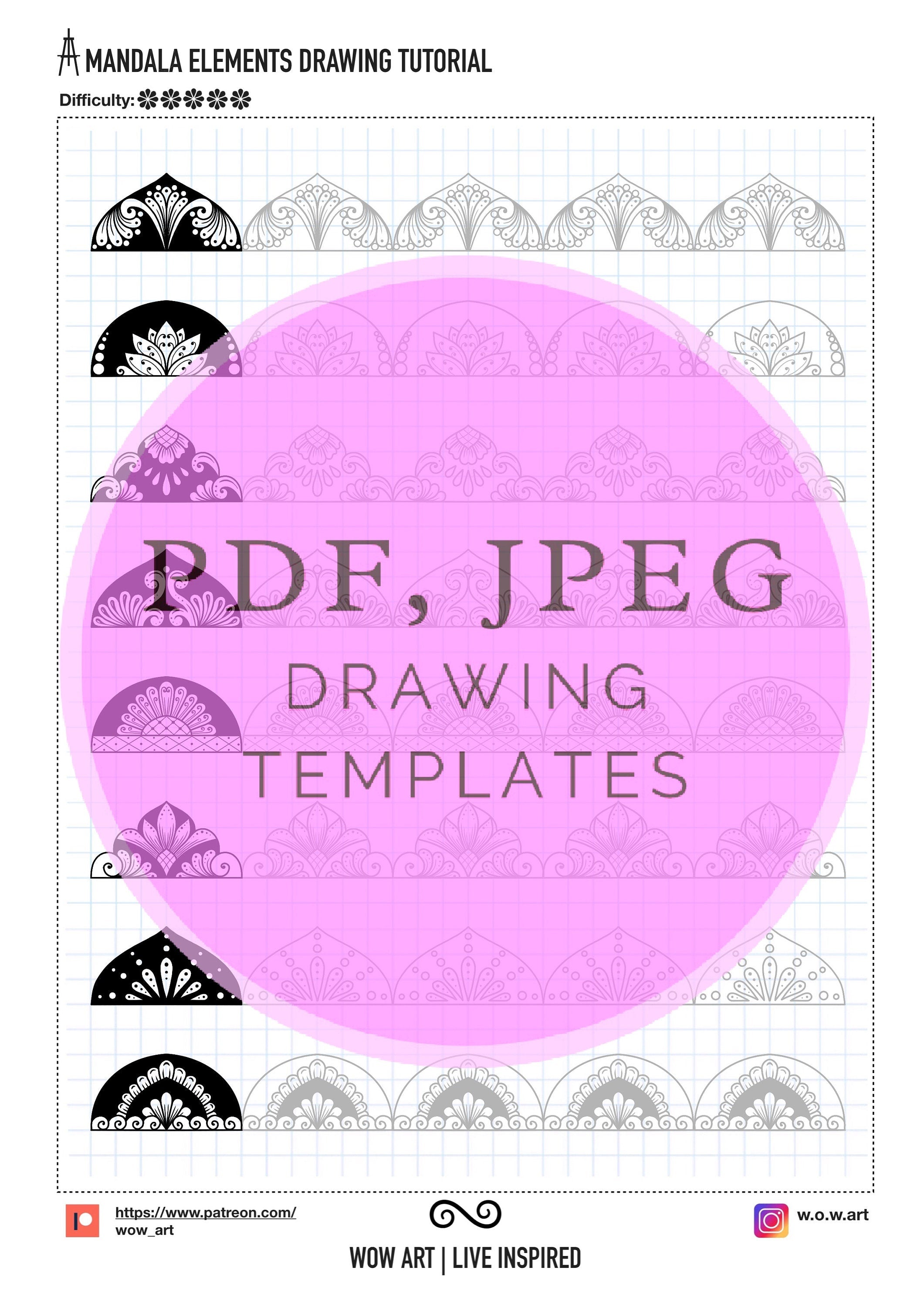 7. Trainingsblätter für komplizierte Muster! Pdf, jpeg. Mandala-Kunst, Ornamente, digitales Papier, Sofort-Downloads, handgemacht, Kunsttherapie, Kalligrafie