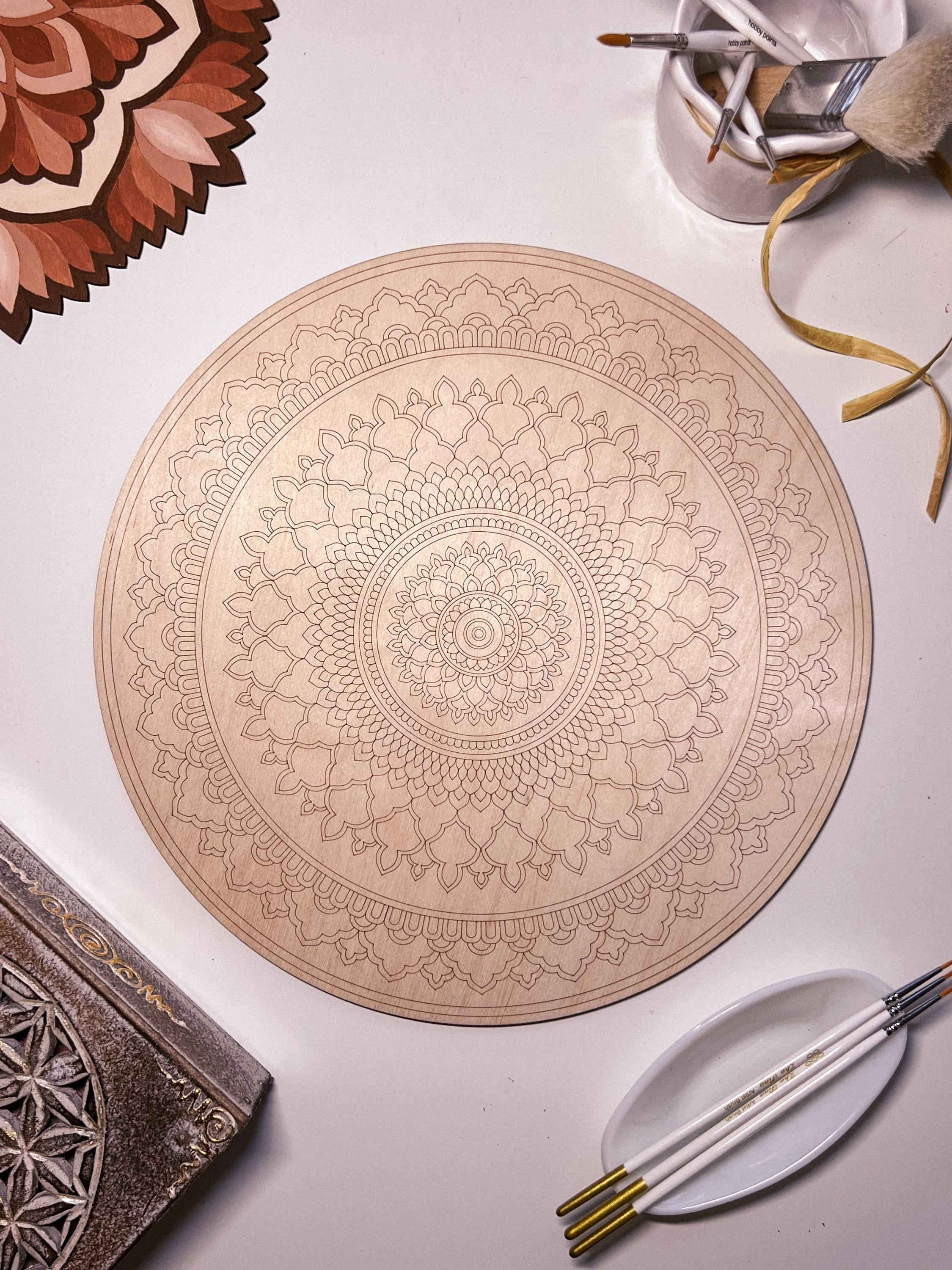 Wooden mandala for coloring, Art therapy, DIY craft, adult coloring, wall art, painting, home decor,easy drawing,coloring boards,mandala art