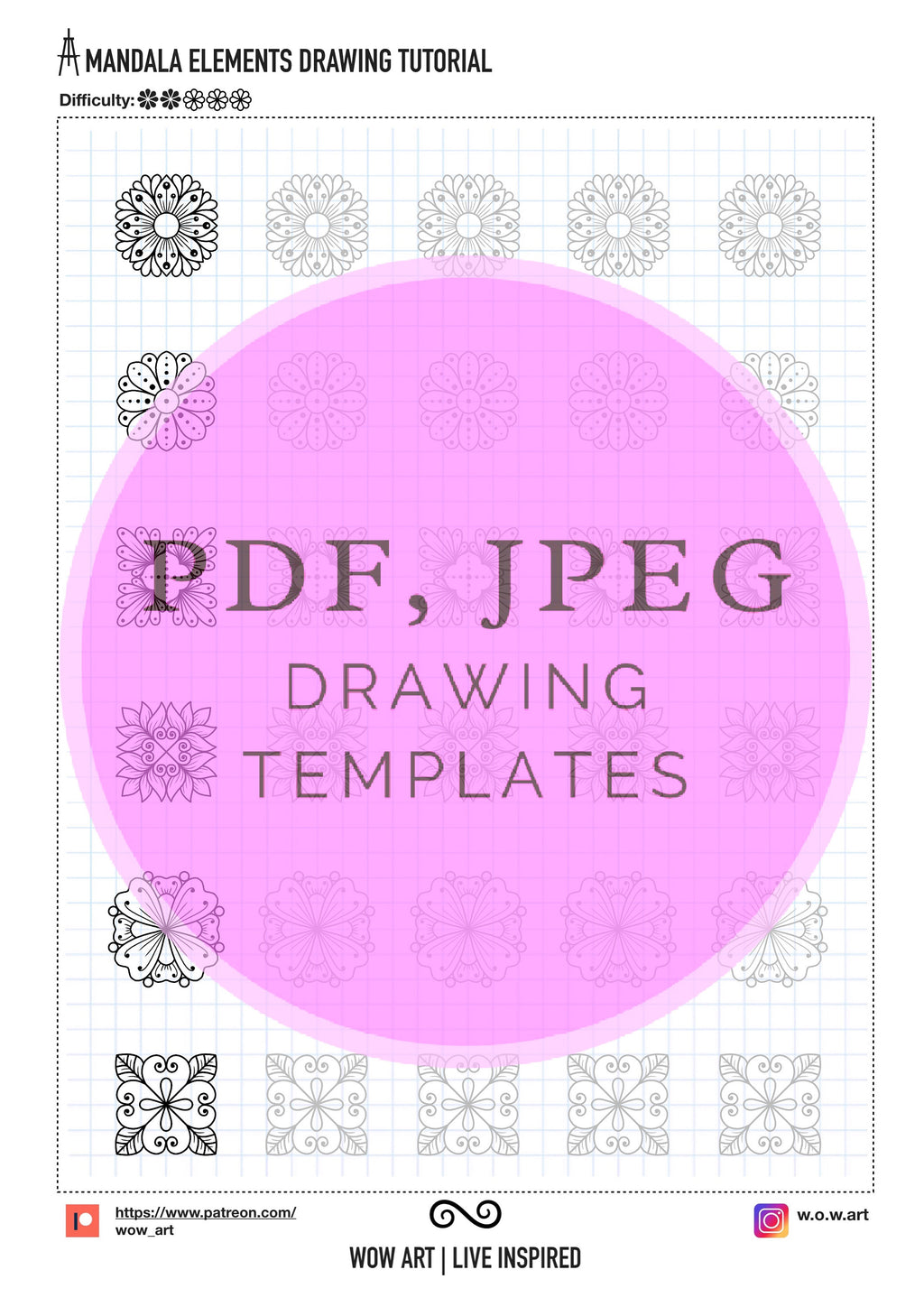10. Einfache Quadratmuster-Übungsblätter! Pdf/jpeg. Mandala-Kunst, Digitalpapier, Sofort-Downloads, handgemacht, Kunsttherapie, Kalligrafie
