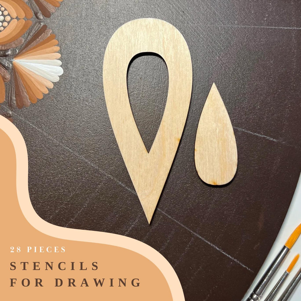 Zeichnungsschablonen, Dot-Art-Werkzeuge, Holzformen, Mandala-Kunstzubehör, Nachziehschablonen, Mustergestaltung, geometrische Figuren, Nachziehset