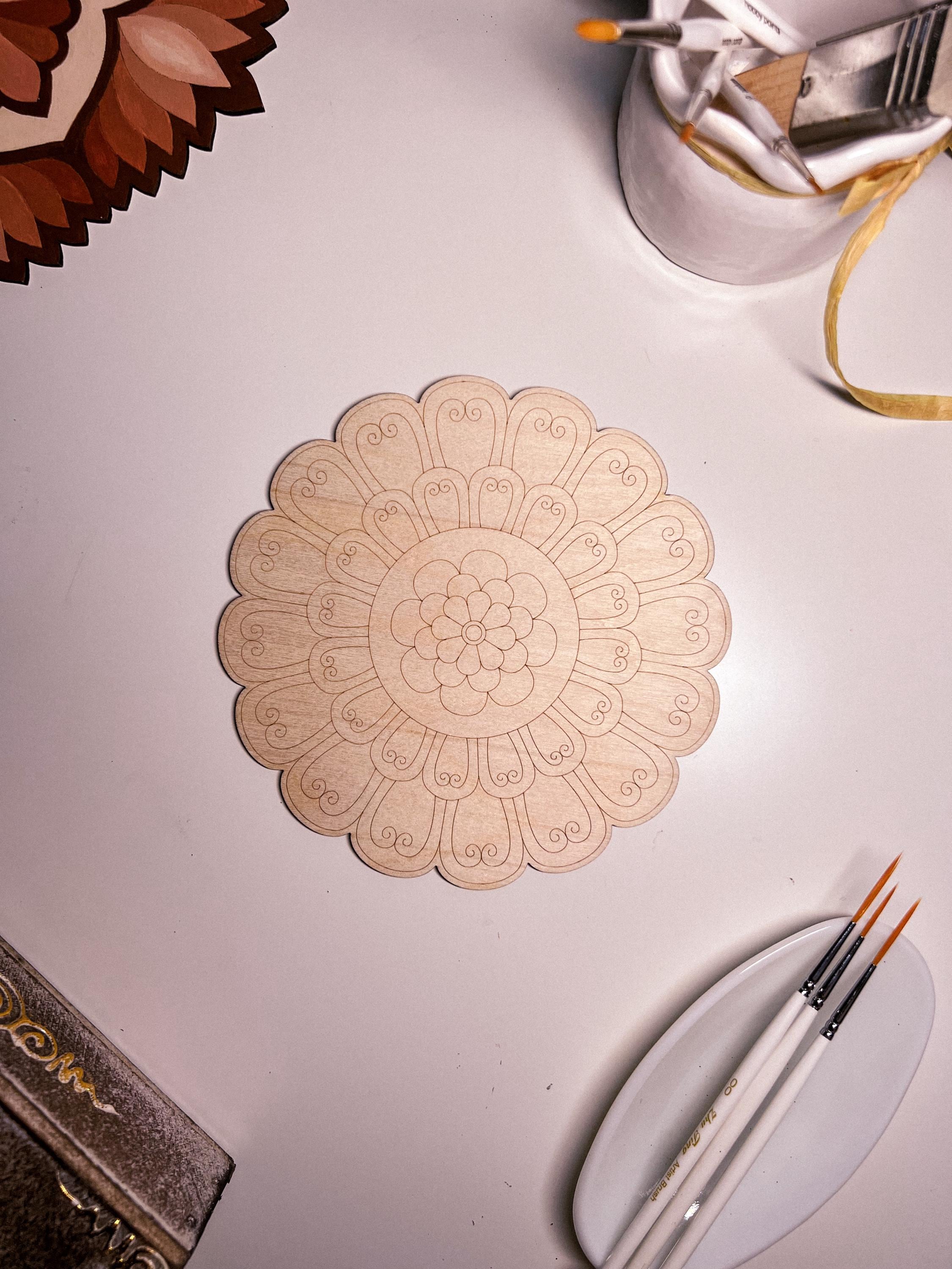 Wooden mandala for coloring, Art therapy, DIY craft, adult coloring, wall art, painting, home decor,easy drawing,coloring boards,mandala art