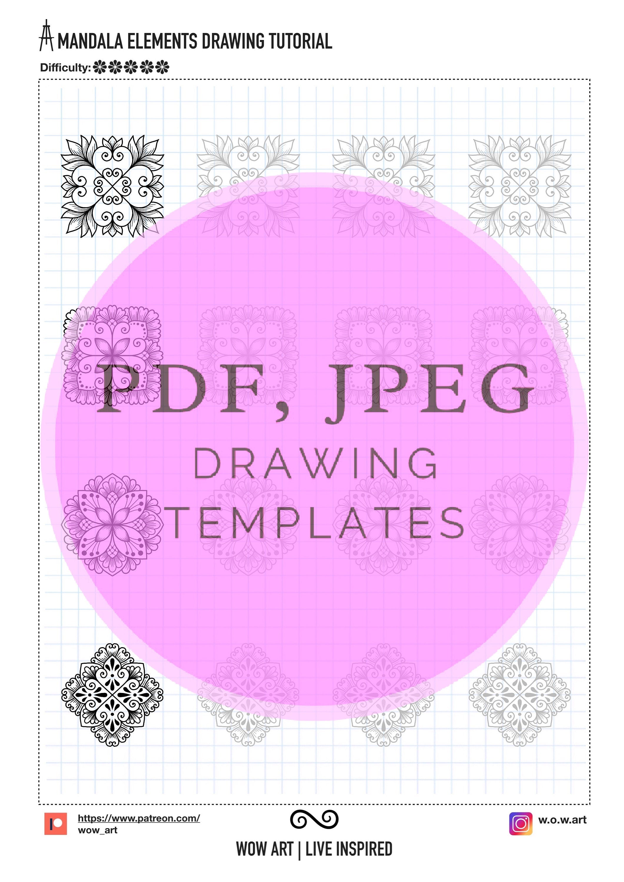 11.Fortgeschrittene Quadratmuster-Trainingsblätter! Pdf, jpeg. Mandala-Kunst, Digitalpapier, Sofort-Downloads, handgemacht, Kunsttherapie, Kalligrafie