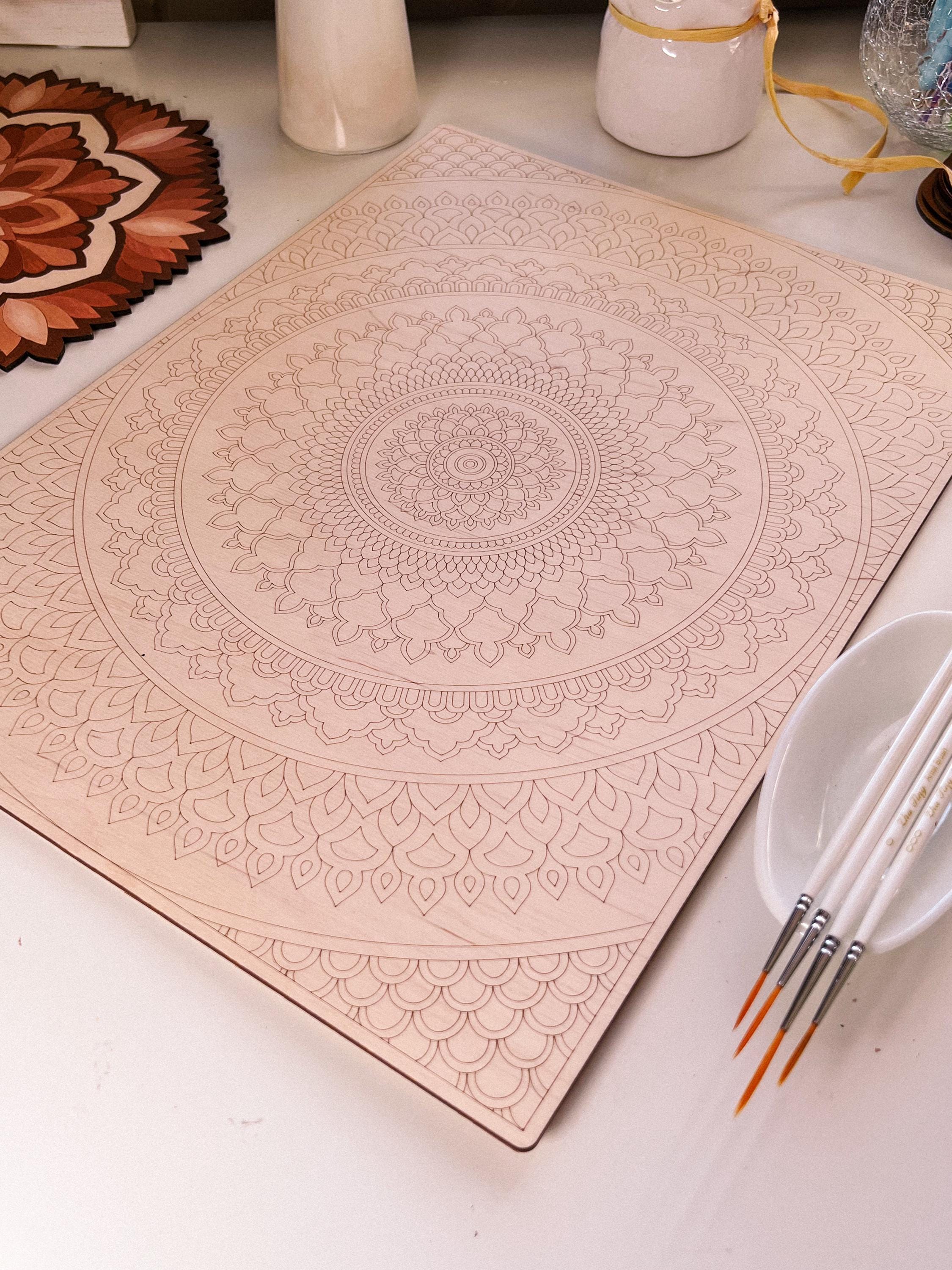 Wooden mandala for coloring, Art therapy, DIY craft, adult coloring, wall art, painting, home decor,easy drawing,coloring boards,mandala art