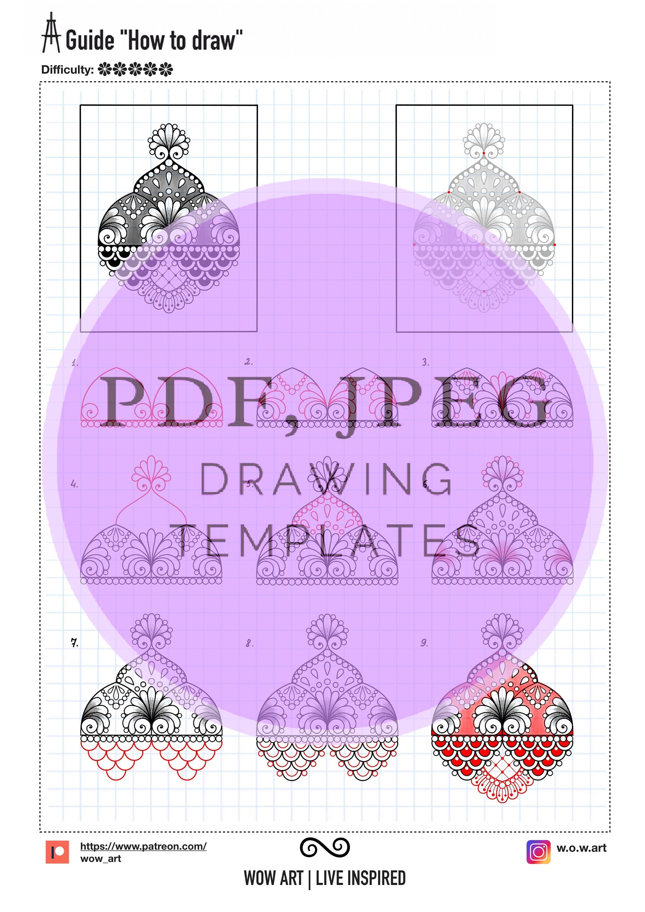 13.Kunst-Anleitungen "Wie man zeichnet" mit verschlungenen mehrreihigen Mandala-Mustern + Übungsblättern für Umrisse und Ausfüllen.PDF,JPEG.Mandala-Kunst