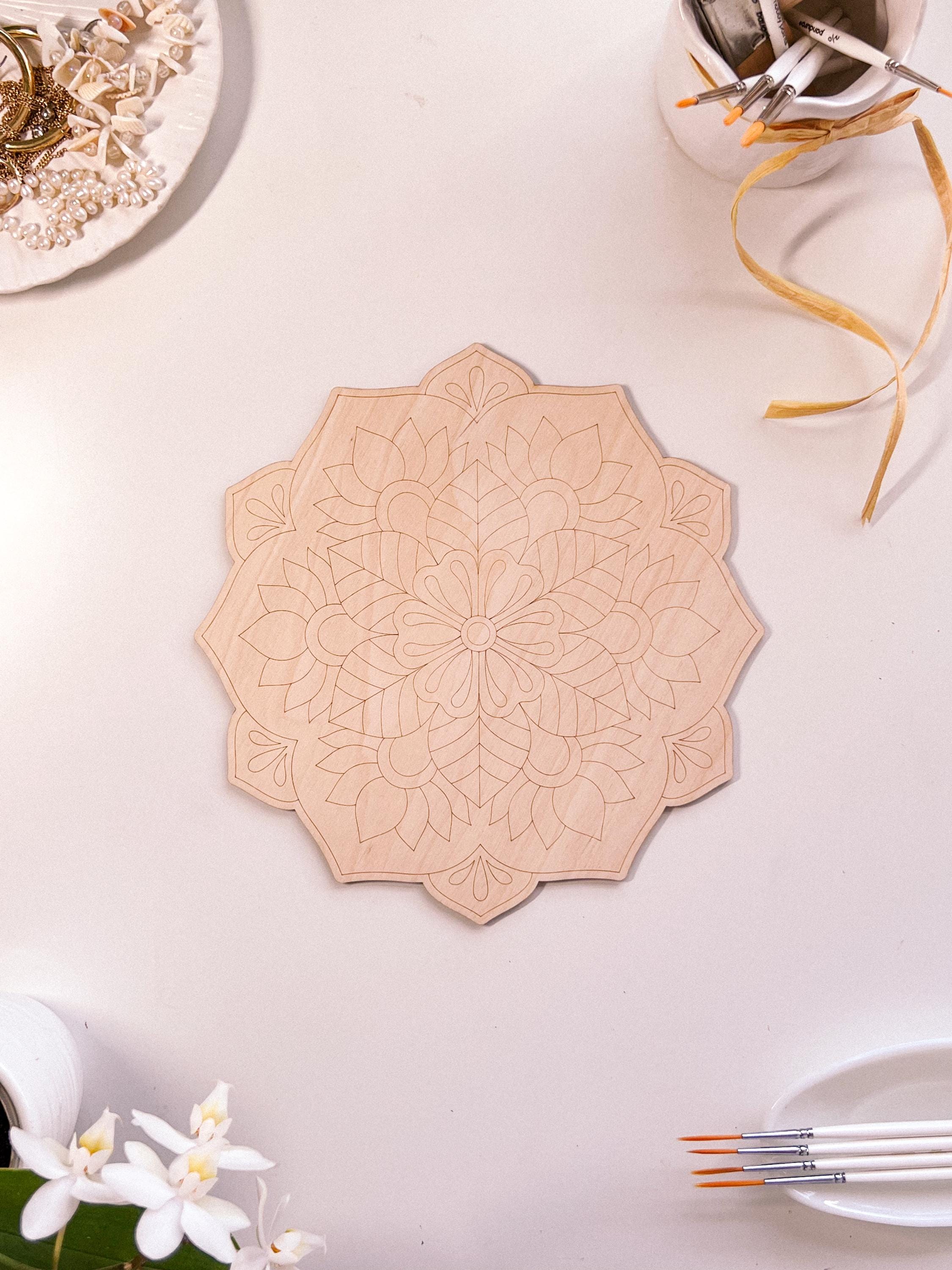 Wooden mandala for coloring, Art therapy, DIY craft, adult coloring, wall art, painting, home decor,easy drawing,coloring boards,mandala art