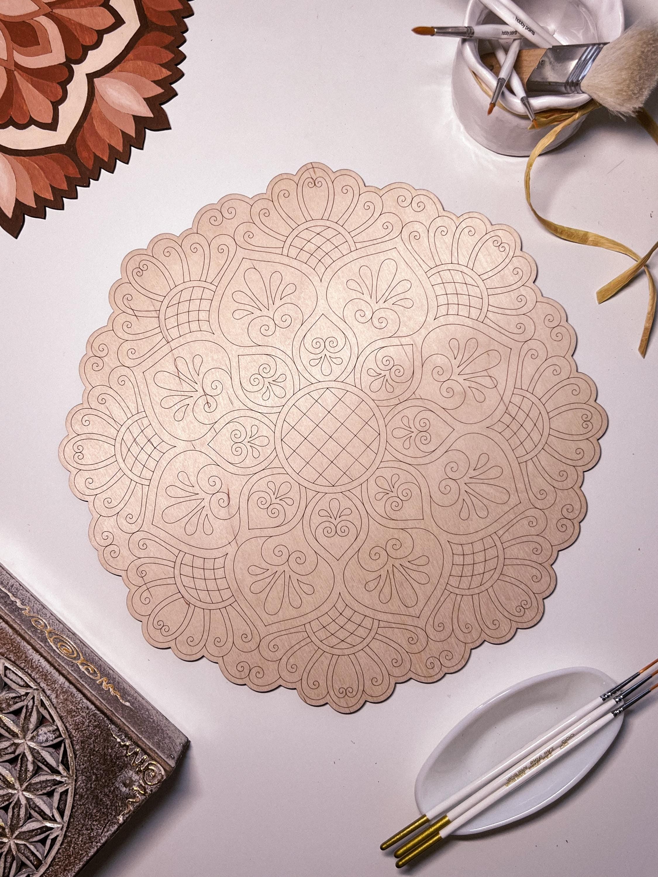 Wooden mandala for coloring, Art therapy, DIY craft, adult coloring, wall art, painting, home decor,easy drawing,coloring boards,mandala art