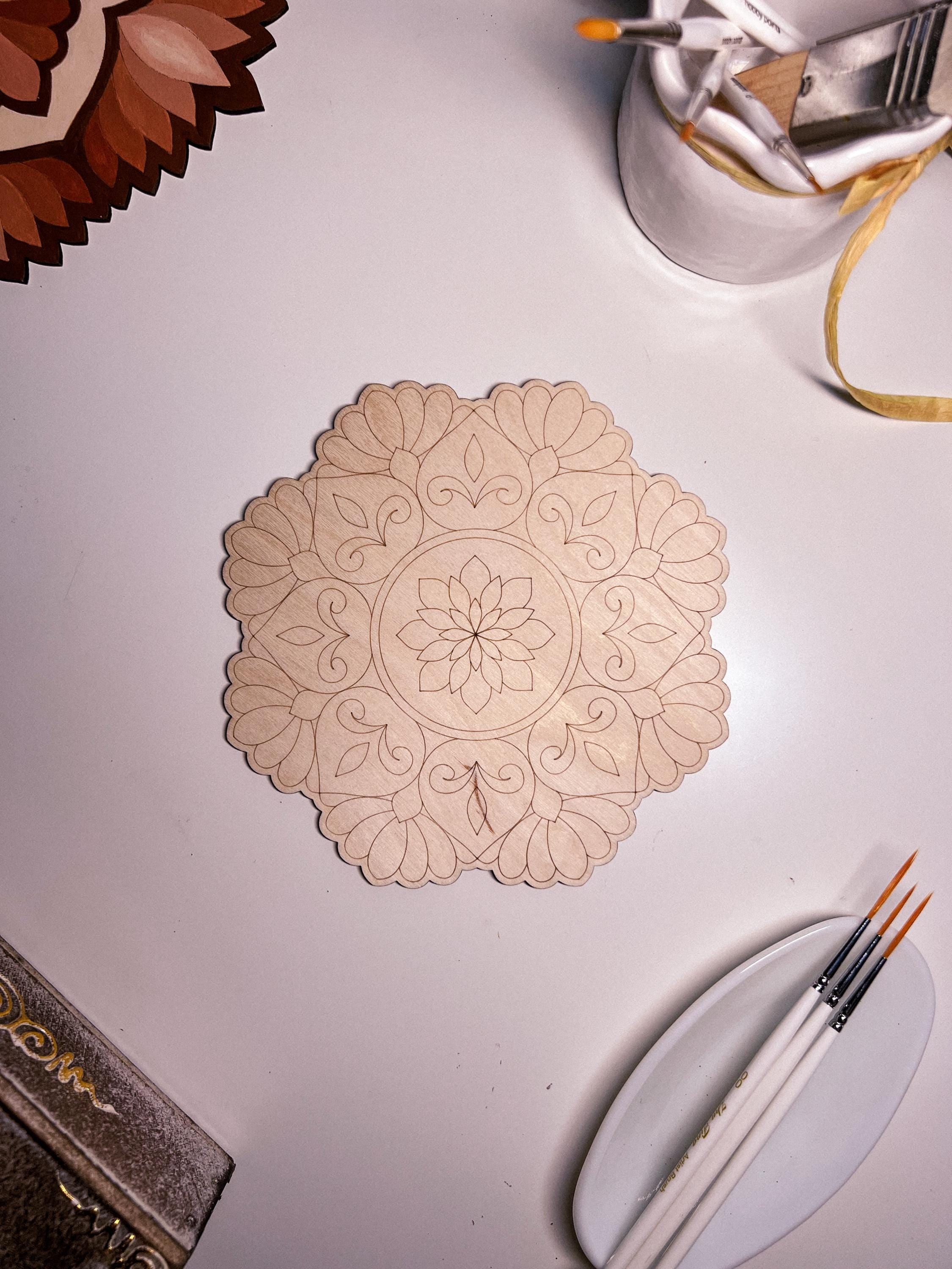Wooden mandala for coloring, Art therapy, DIY craft, adult coloring, wall art, painting, home decor,easy drawing,coloring boards,mandala art