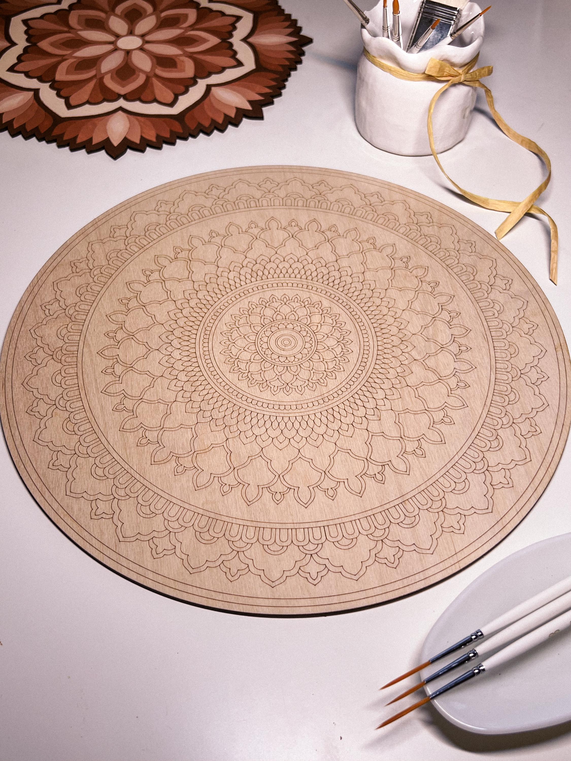 Wooden mandala for coloring, Art therapy, DIY craft, adult coloring, wall art, painting, home decor,easy drawing,coloring boards,mandala art