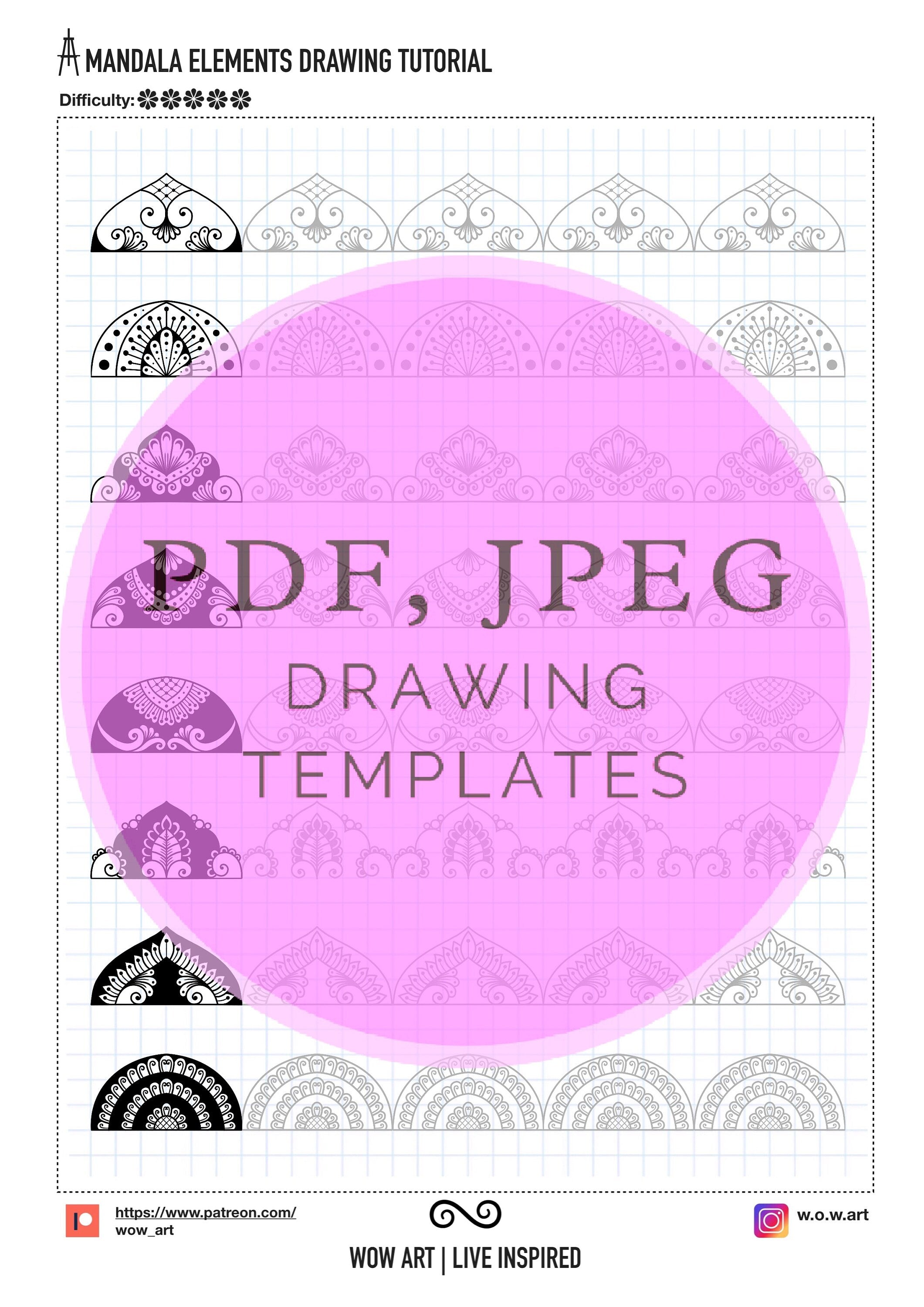 7. Trainingsblätter für komplizierte Muster! Pdf, jpeg. Mandala-Kunst, Ornamente, digitales Papier, Sofort-Downloads, handgemacht, Kunsttherapie, Kalligrafie