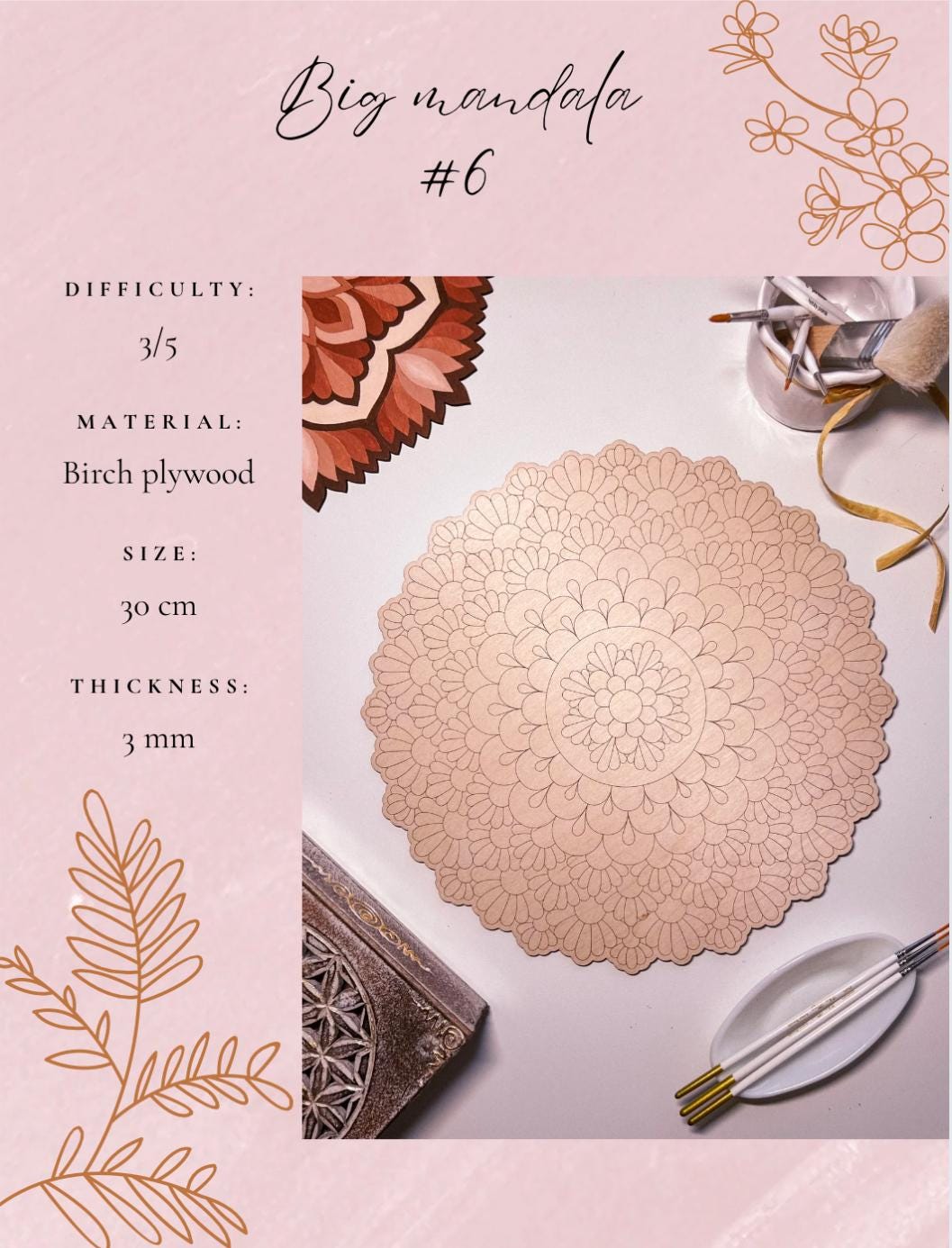 Holzmandala zum Ausmalen, Kunsttherapie, DIY-Basteln, Ausmalen für Erwachsene, Wandkunst, Malerei, Heimdekoration, einfaches Zeichnen, Ausmalbretter, Mandala-Kunst