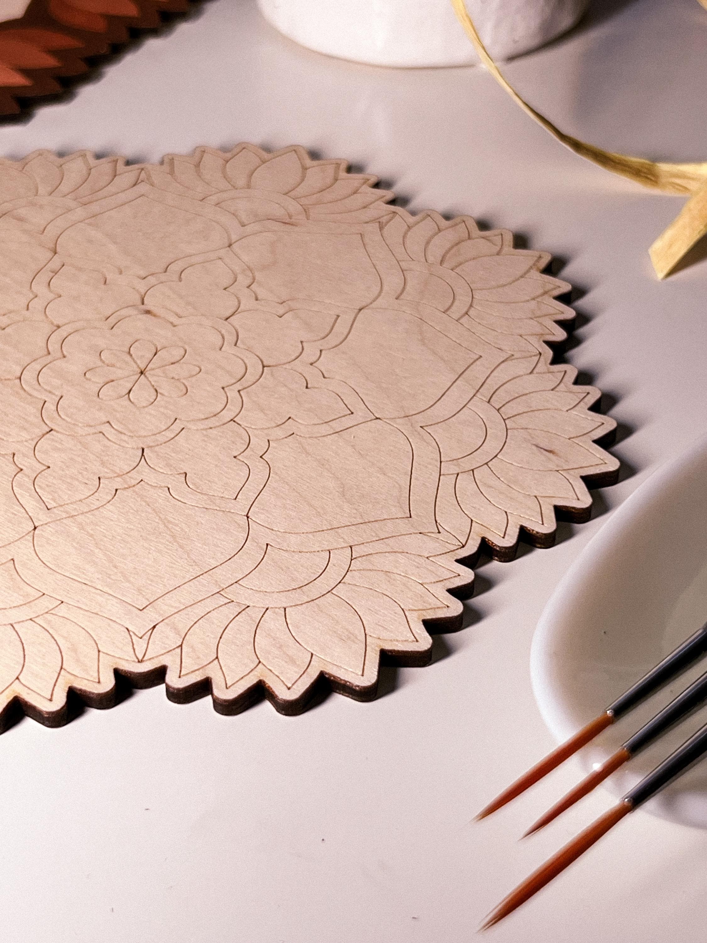 Wooden mandala for coloring, Art therapy, DIY craft, adult coloring, wall art, painting, home decor,easy drawing,coloring boards,mandala art