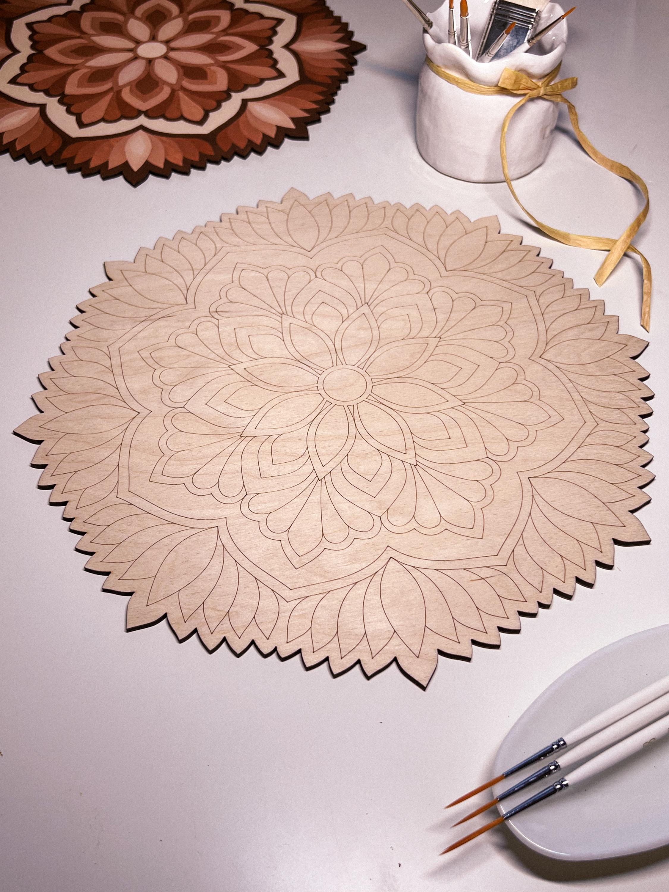 Wooden mandala for coloring, Art therapy, DIY craft, adult coloring, wall art, painting, home decor,easy drawing,coloring boards,mandala art