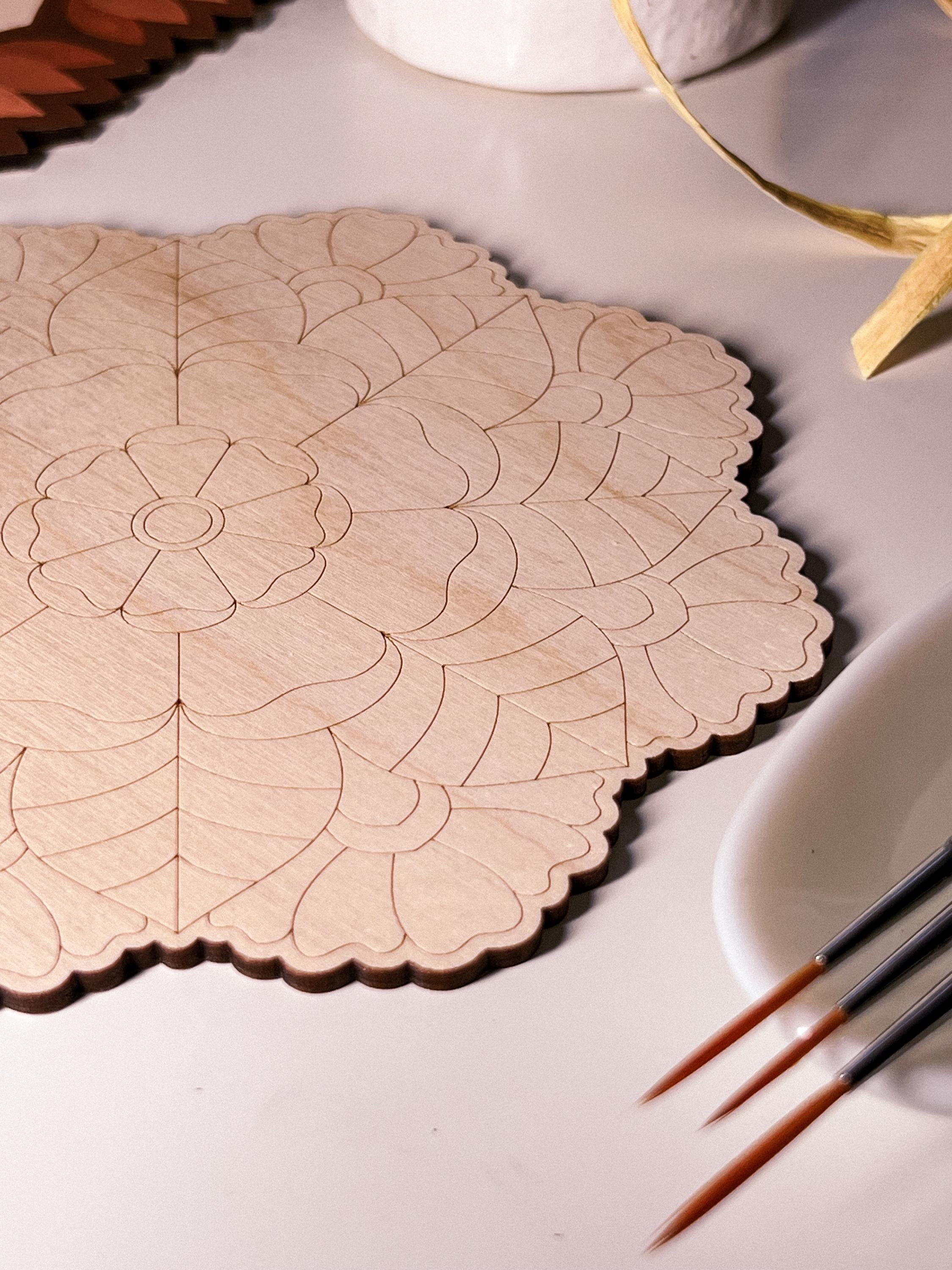 Wooden mandala for coloring, Art therapy, DIY craft, adult coloring, wall art, painting, home decor,easy drawing,coloring boards,mandala art