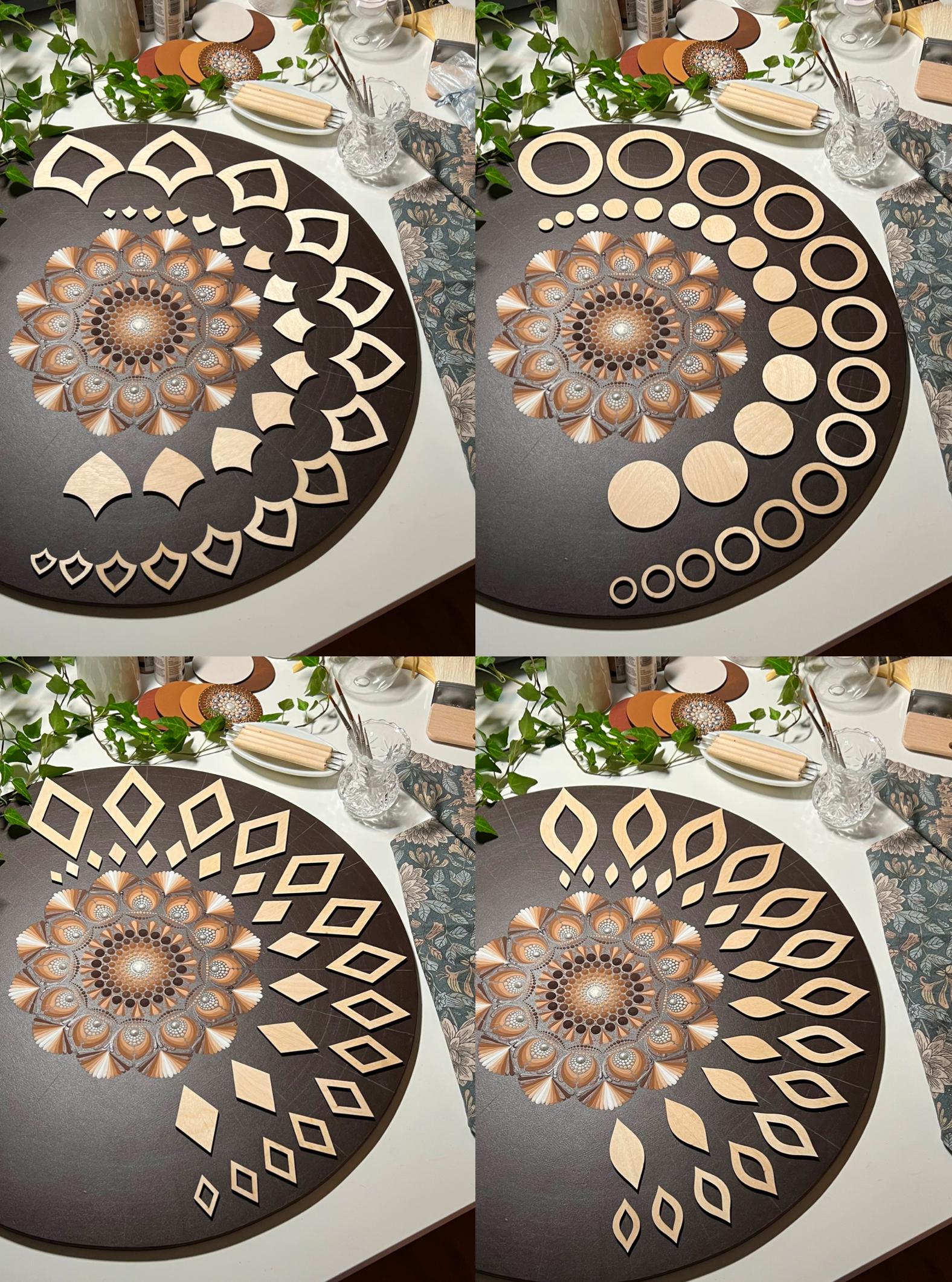 Paket mit allen 13 Schablonensets zum Zeichnen, Punktmalerei-Werkzeuge, Holzformen, Mandala-Kunstzubehör, Mustererstellung, geometrische Figuren, Zeichenset