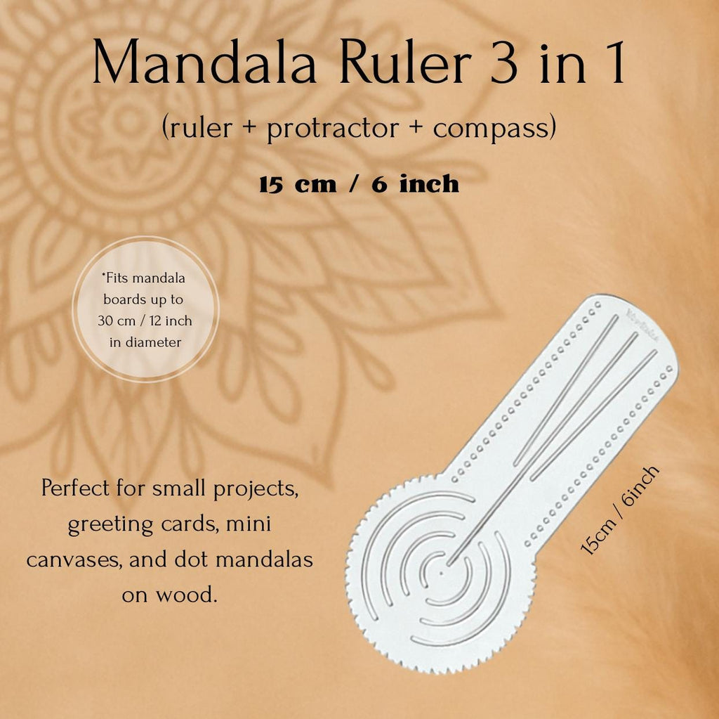 Mandala WOW Lineal 3-in-1 Zirkel + Winkelmesser + Lineal, Punkt-Mandala-Werkzeug, Schablone für Mandala-Kunst, D30cm/12 Zoll. D60cm/24 Zoll. D100cm/40 Zoll.