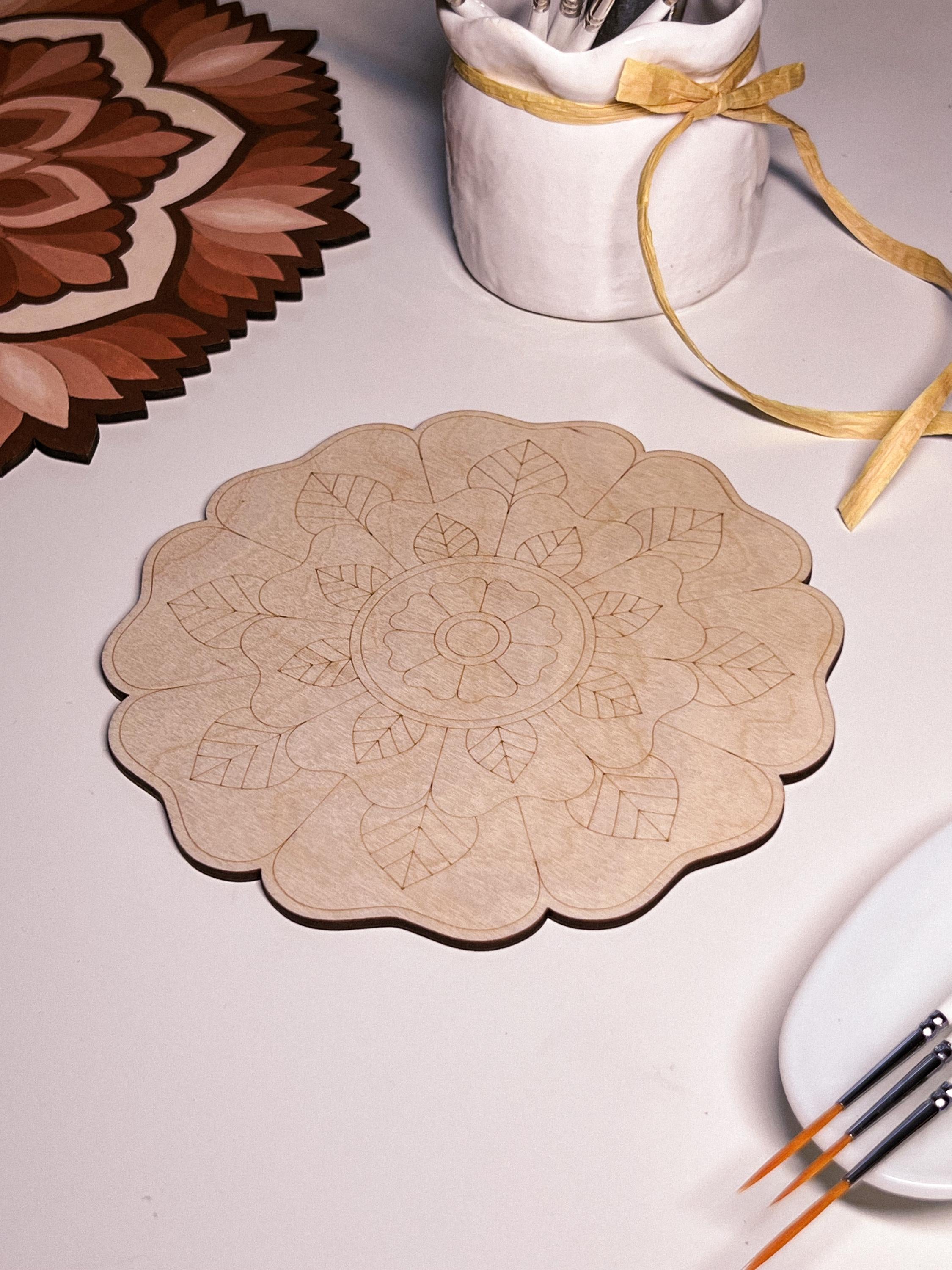 Wooden mandala for coloring, Art therapy, DIY craft, adult coloring, wall art, painting, home decor,easy drawing,coloring boards,mandala art