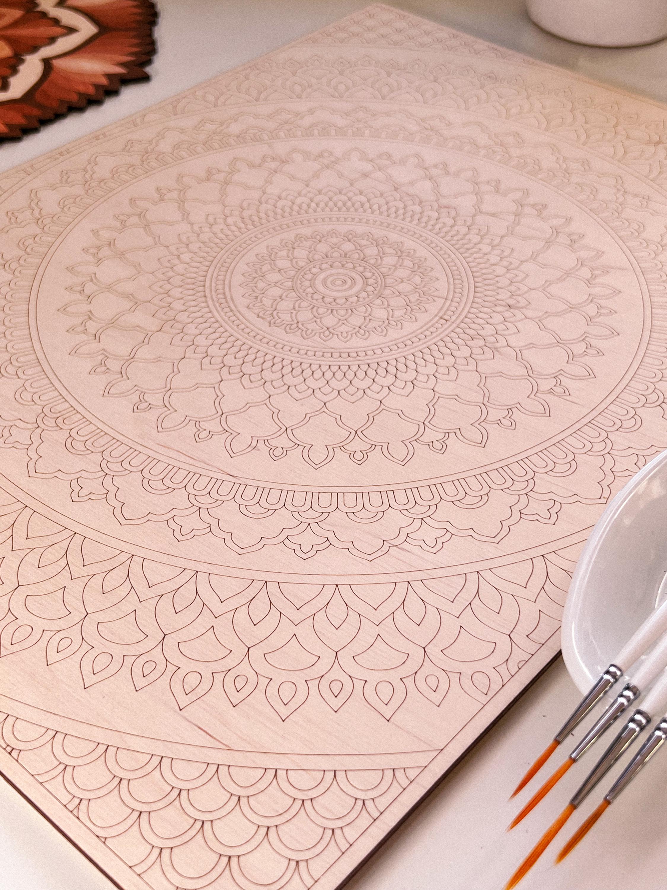 Wooden mandala for coloring, Art therapy, DIY craft, adult coloring, wall art, painting, home decor,easy drawing,coloring boards,mandala art