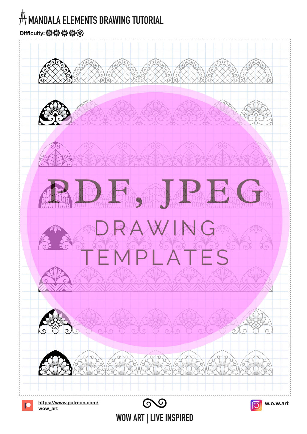 6. Fortgeschrittene Muster Trainingsblätter! Pdf, jpeg. Mandala-Kunst, Ornamente, digitales Papier, sofortige Downloads, handgemacht, Kunsttherapie, Kalligraphie