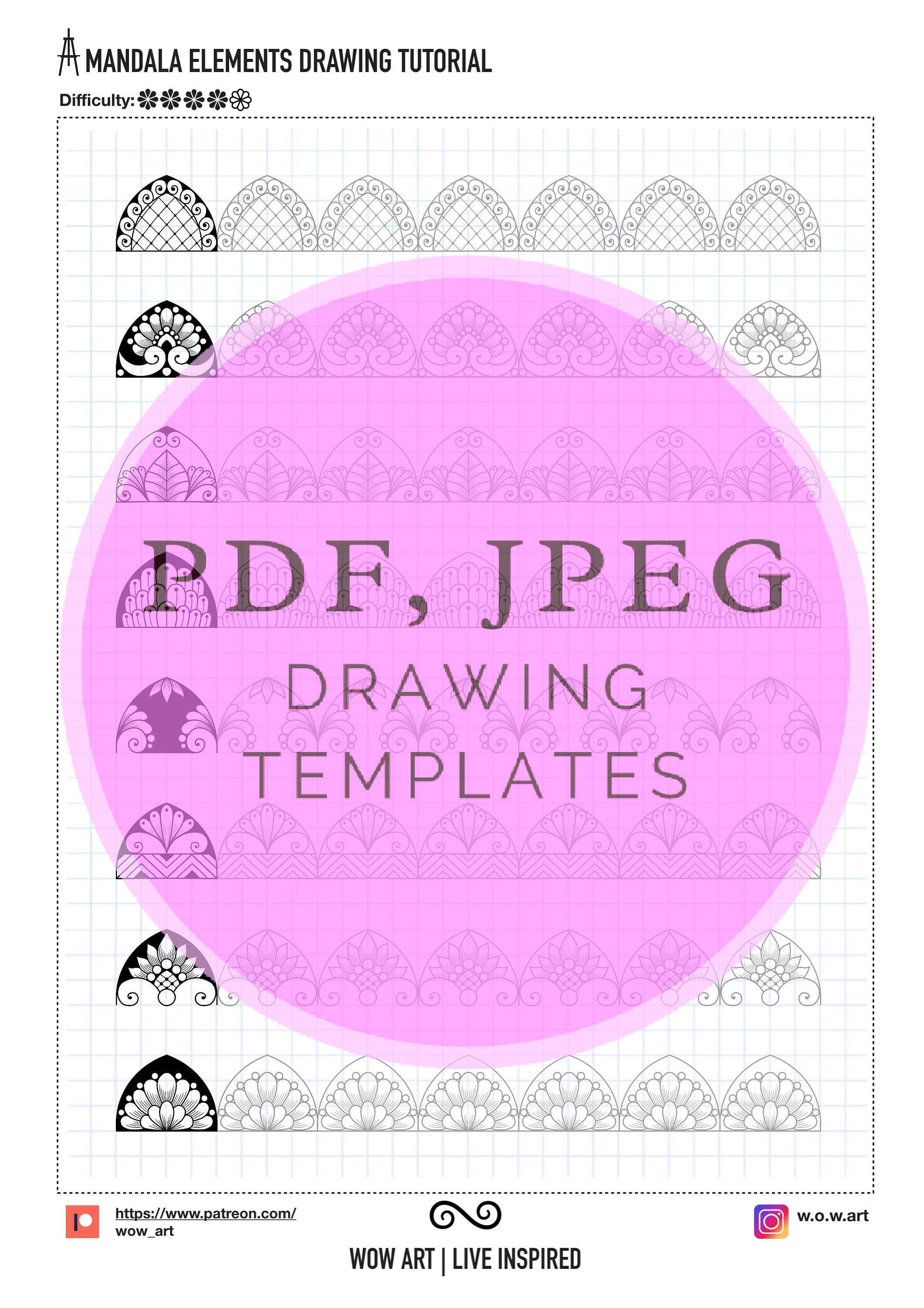 6. Fortgeschrittene Muster Trainingsblätter! Pdf, jpeg. Mandala-Kunst, Ornamente, digitales Papier, sofortige Downloads, handgemacht, Kunsttherapie, Kalligraphie
