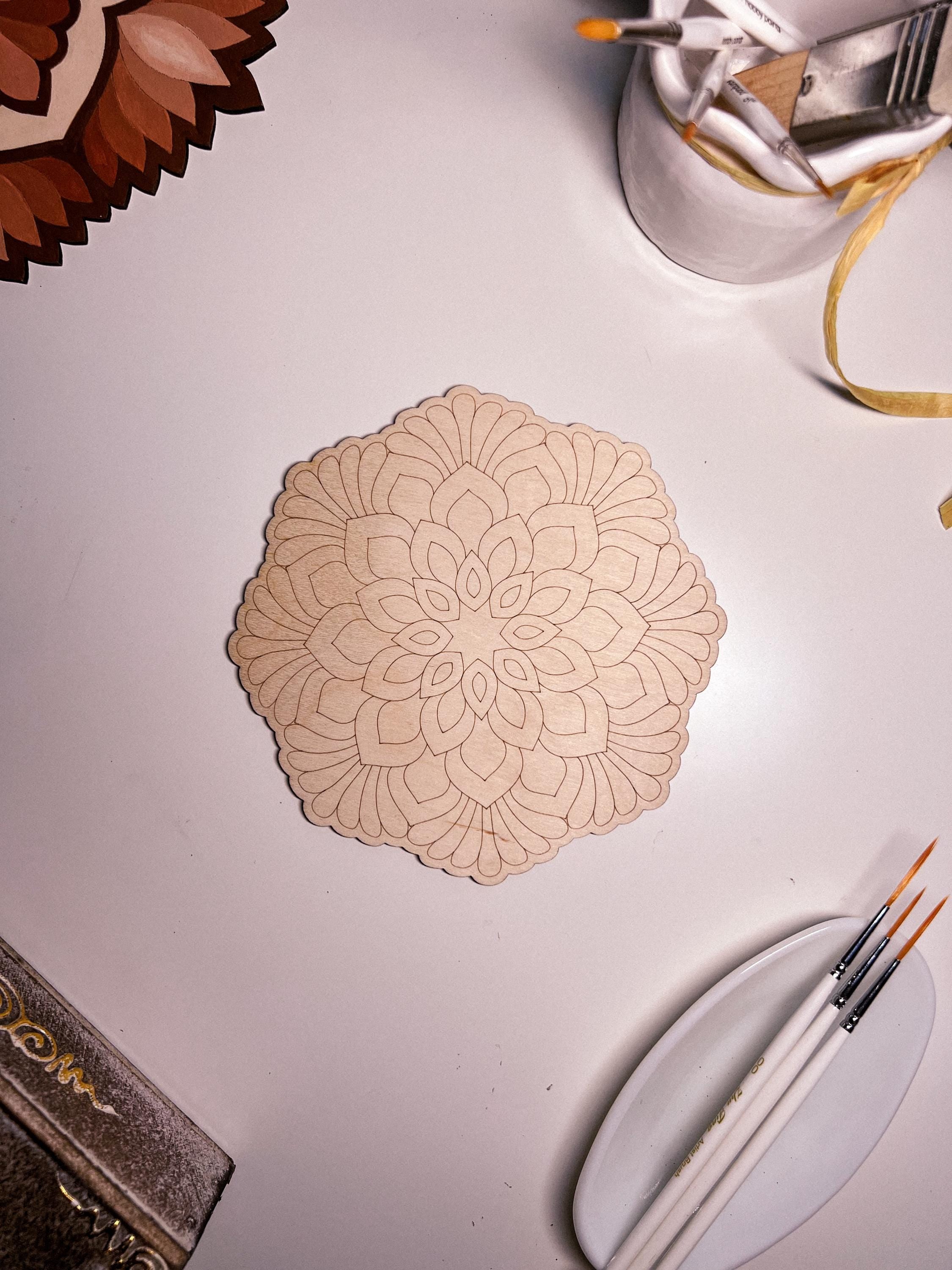 Wooden mandala for coloring, Art therapy, DIY craft, adult coloring, wall art, painting, home decor,easy drawing,coloring boards,mandala art