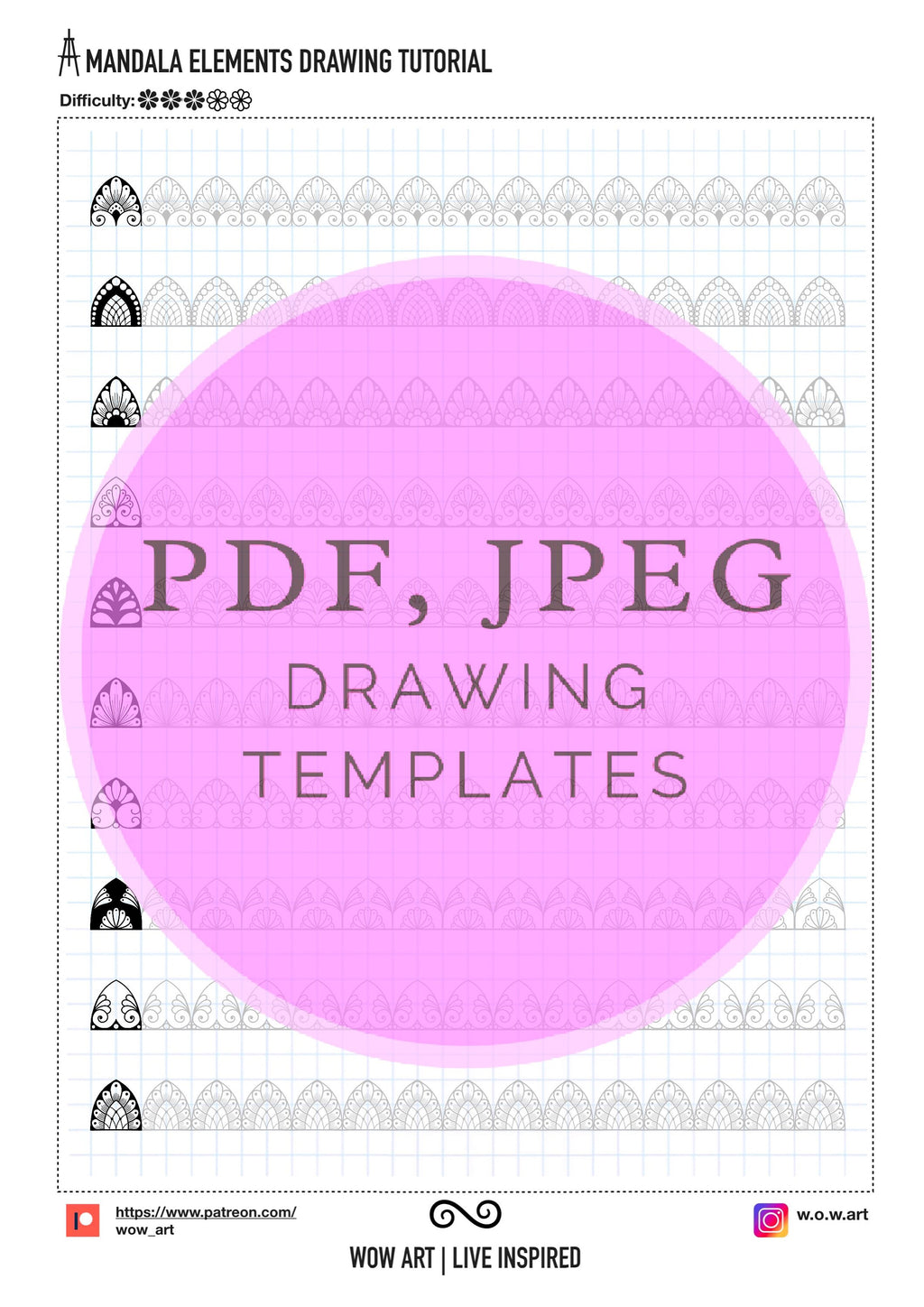 5.Trainingsblätter für grundlegende Muster! Pdf, Jpeg. Mandala-Kunst, Ornamente, digitales Papier, Sofort-Downloads, handgemacht, Kunsttherapie, Kalligrafie