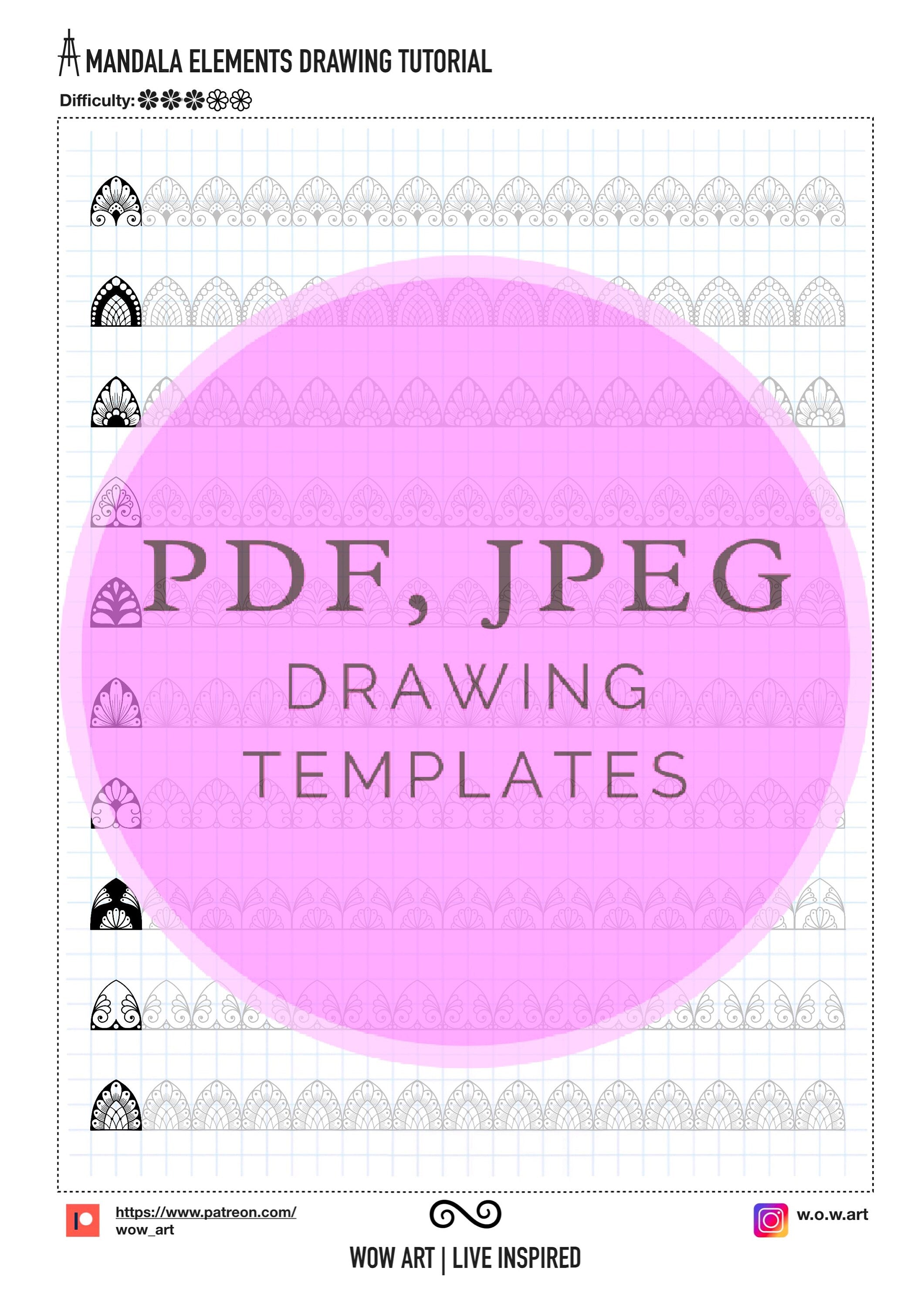 5.Trainingsblätter für grundlegende Muster! Pdf, Jpeg. Mandala-Kunst, Ornamente, digitales Papier, Sofort-Downloads, handgemacht, Kunsttherapie, Kalligrafie