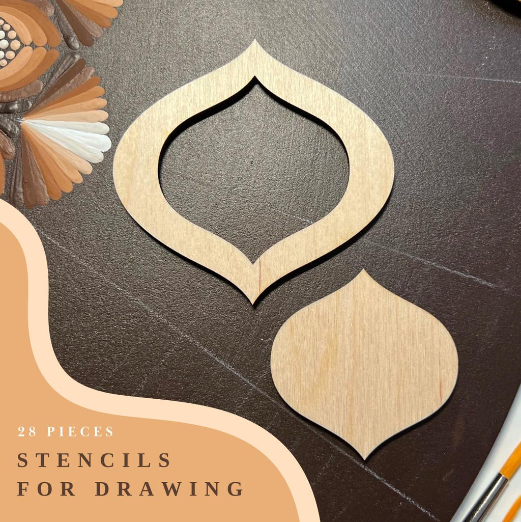 Zeichnungsschablonen, Dot-Art-Werkzeuge, Holzformen, Mandala-Kunstzubehör, Nachziehschablonen, Musterbildung, geometrische Figuren, Nachziehset