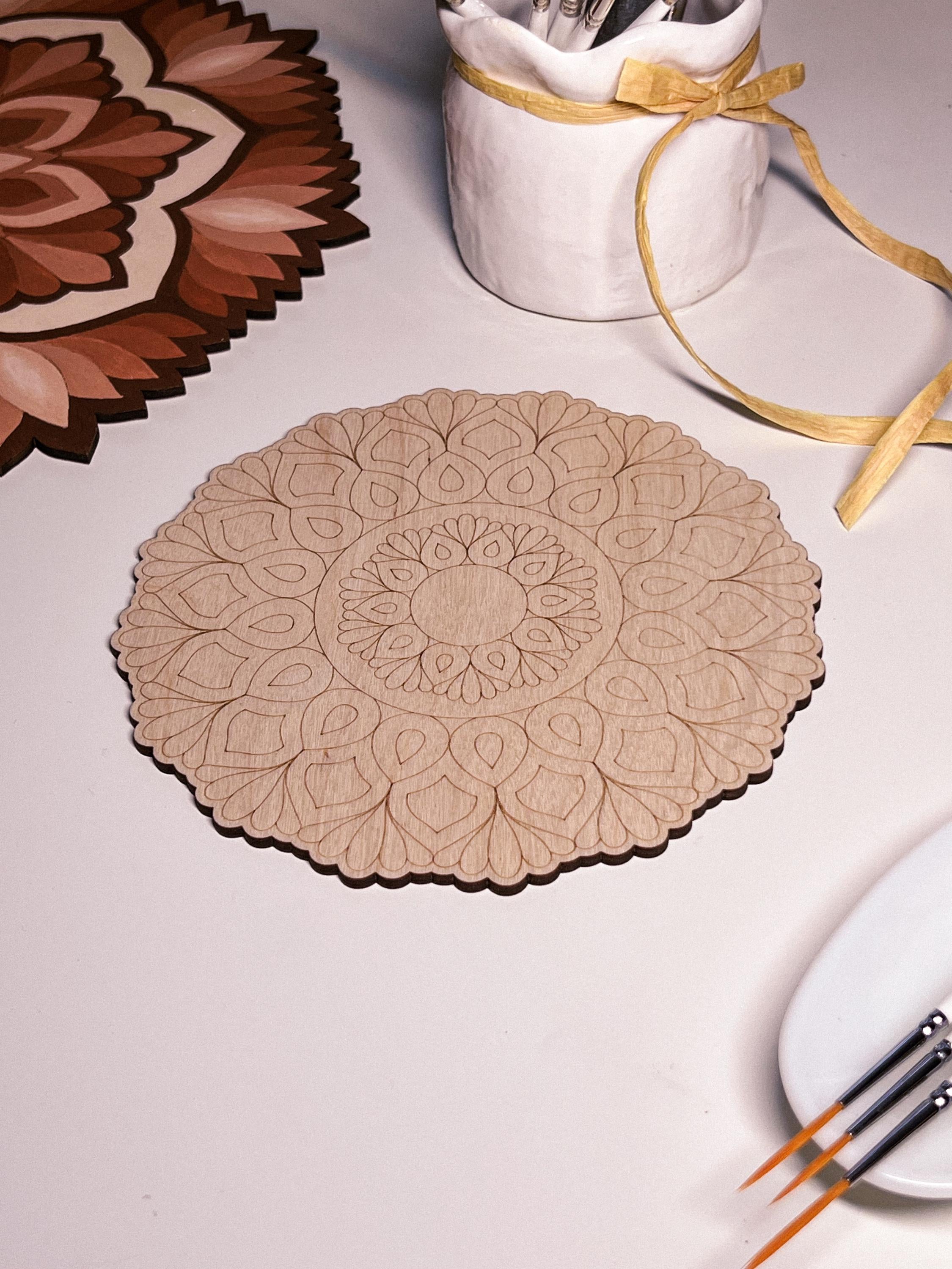 Wooden mandala for coloring, Art therapy, DIY craft, adult coloring, wall art, painting, home decor,easy drawing,coloring boards,mandala art