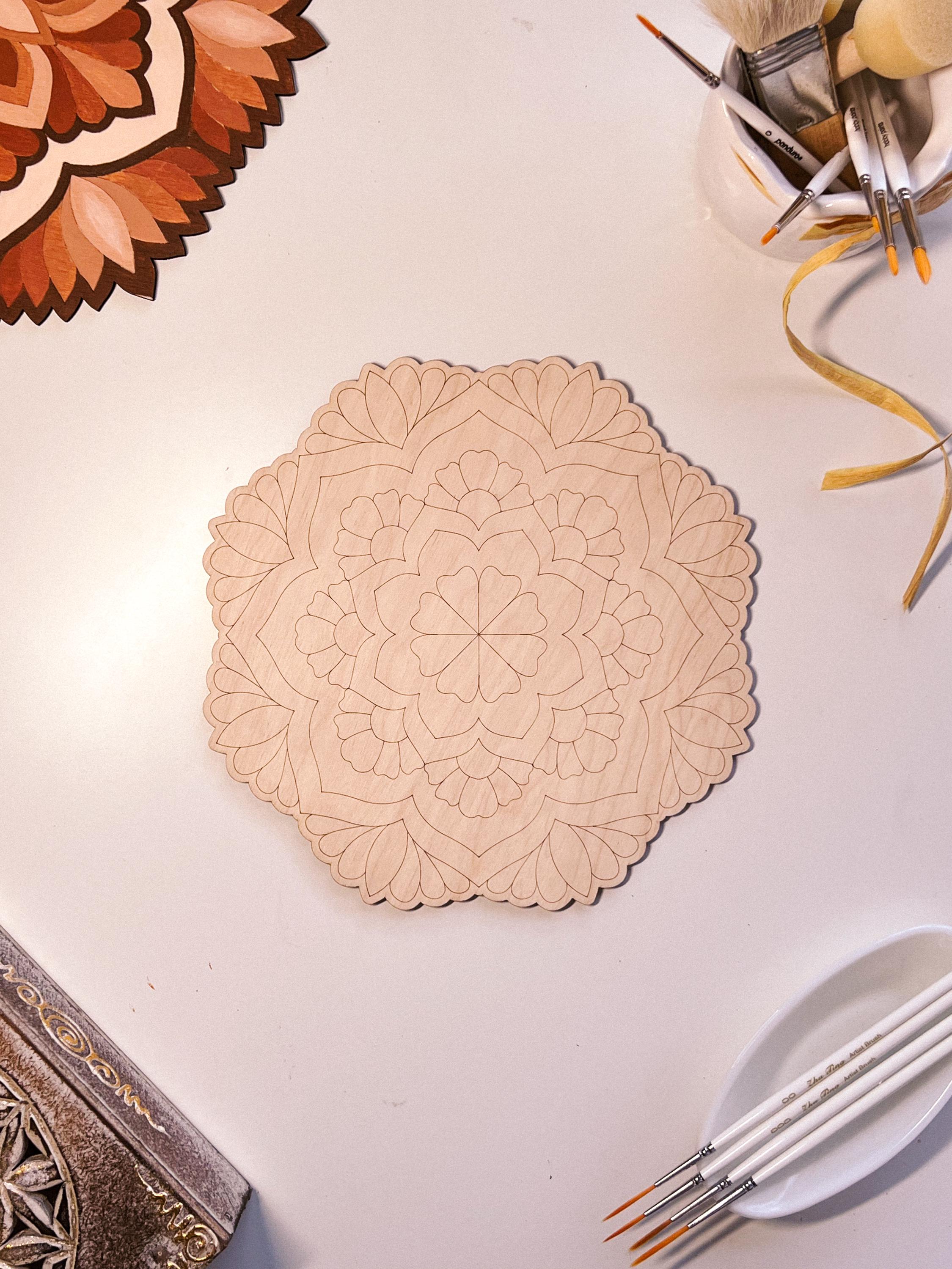 Holzmandala zum Ausmalen, Kunsttherapie, DIY-Basteln, Ausmalen für Erwachsene, Wandkunst, Malerei, Heimdekoration, einfaches Zeichnen, Ausmaltafeln, Mandala-Kunst