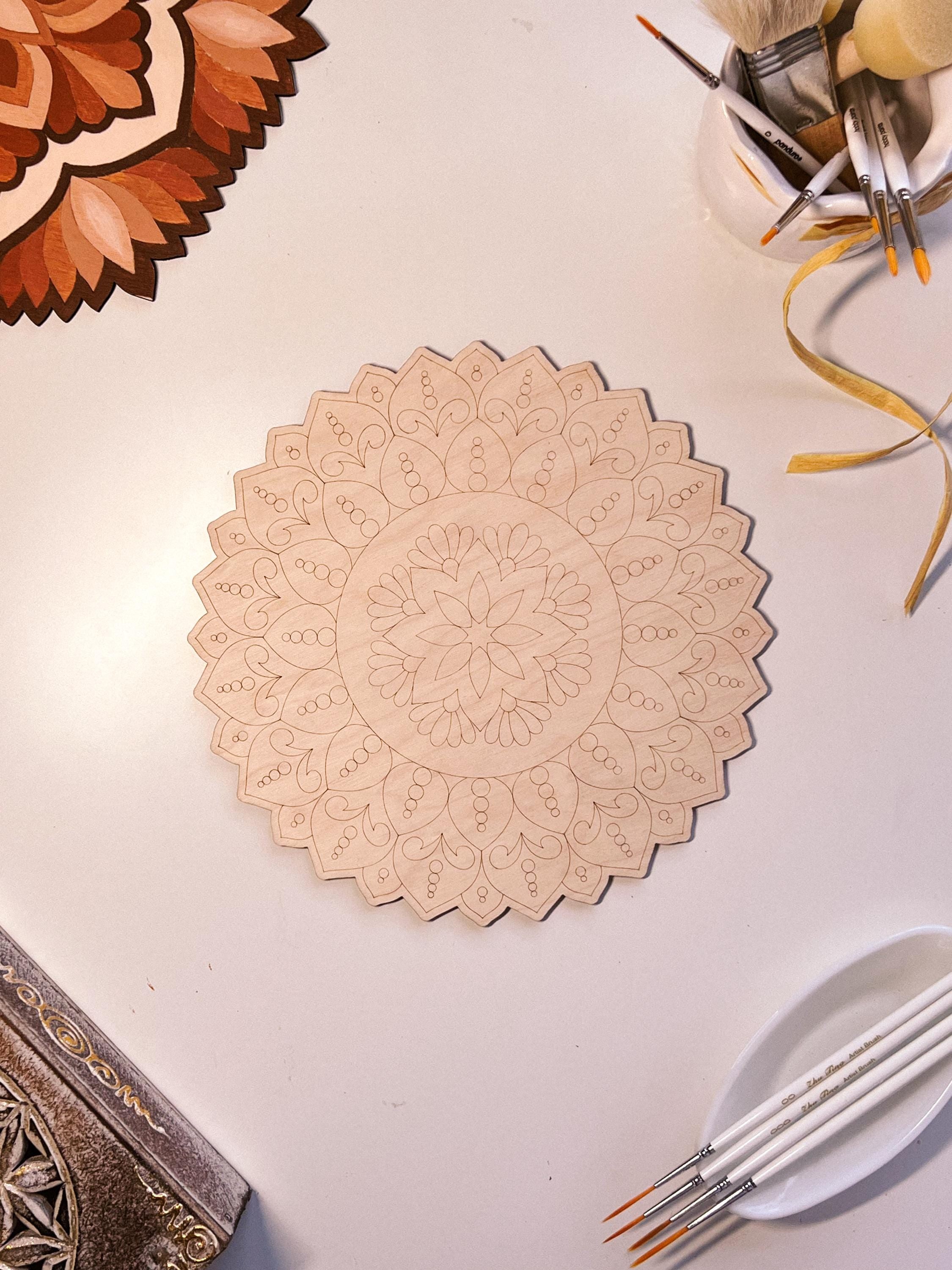Wooden mandala for coloring, Art therapy, DIY craft, adult coloring, wall art, painting, home decor,easy drawing,coloring boards,mandala art