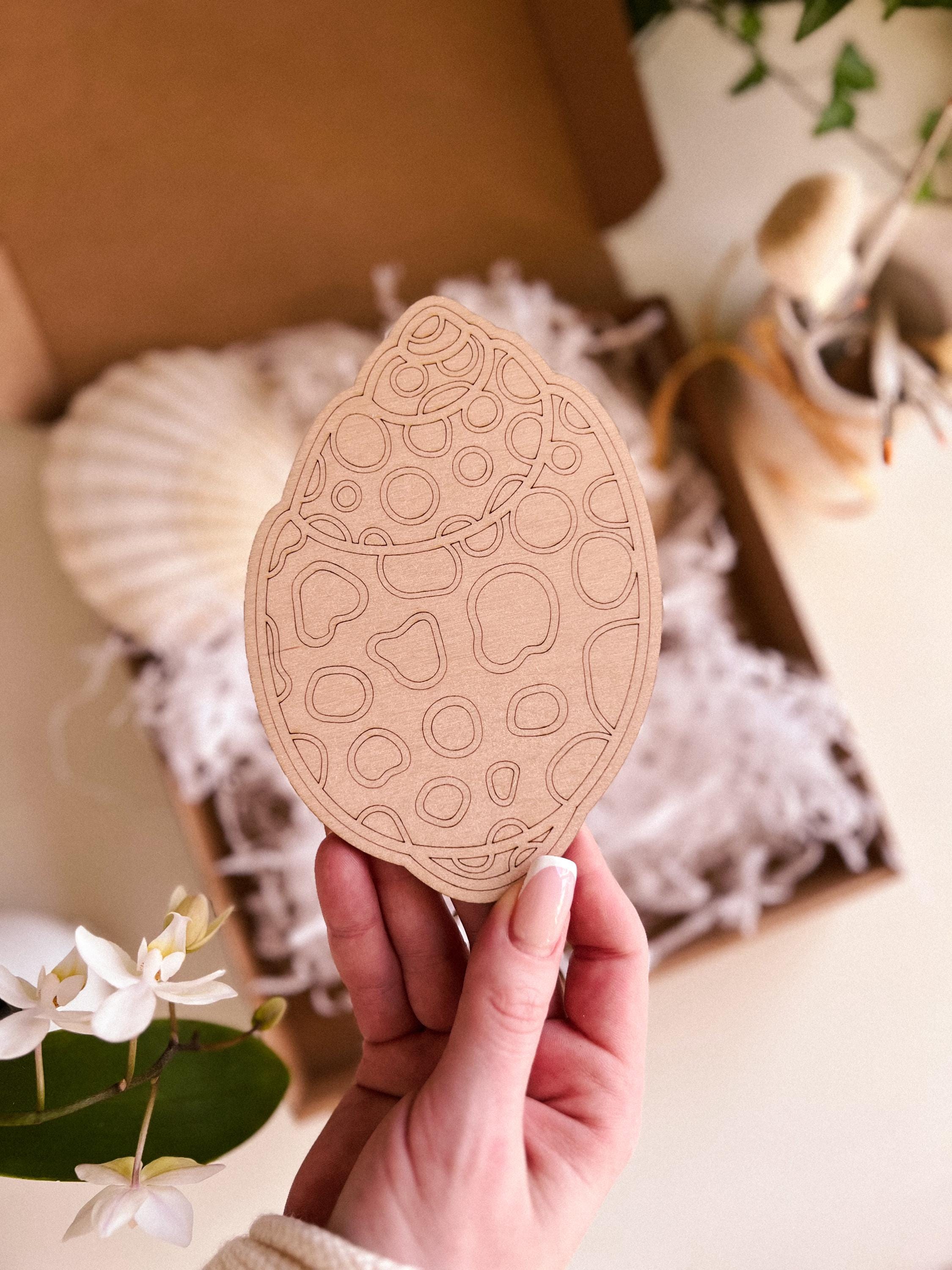 Malset aus Holzschalen, DIY-Malset, Bastelformen aus Holz, Holzspielzeug, Meerestiere, Zeichnen, Wandkunst, Malbuch für Erwachsene, Kunsttherapie, Boho
