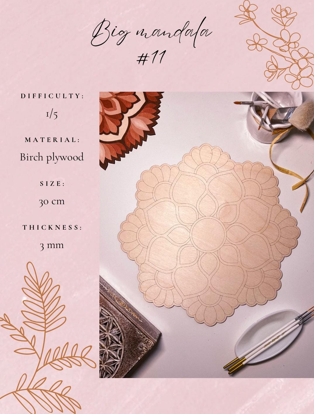 Wooden mandala for coloring, Art therapy, DIY craft, adult coloring, wall art, painting, home decor,easy drawing,coloring boards,mandala art