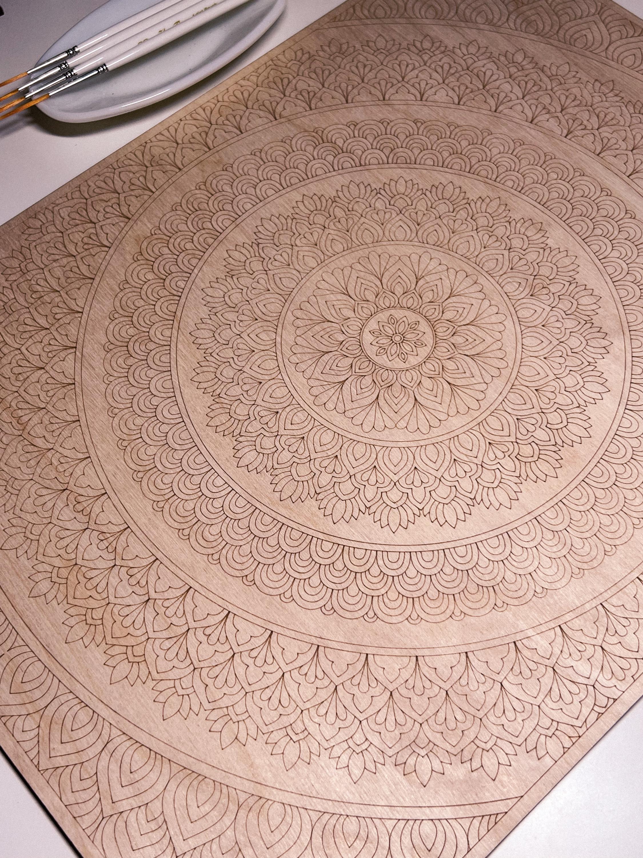 Wooden mandala for coloring, Art therapy, DIY craft, adult coloring, wall art, painting, home decor,easy drawing,coloring boards,mandala art