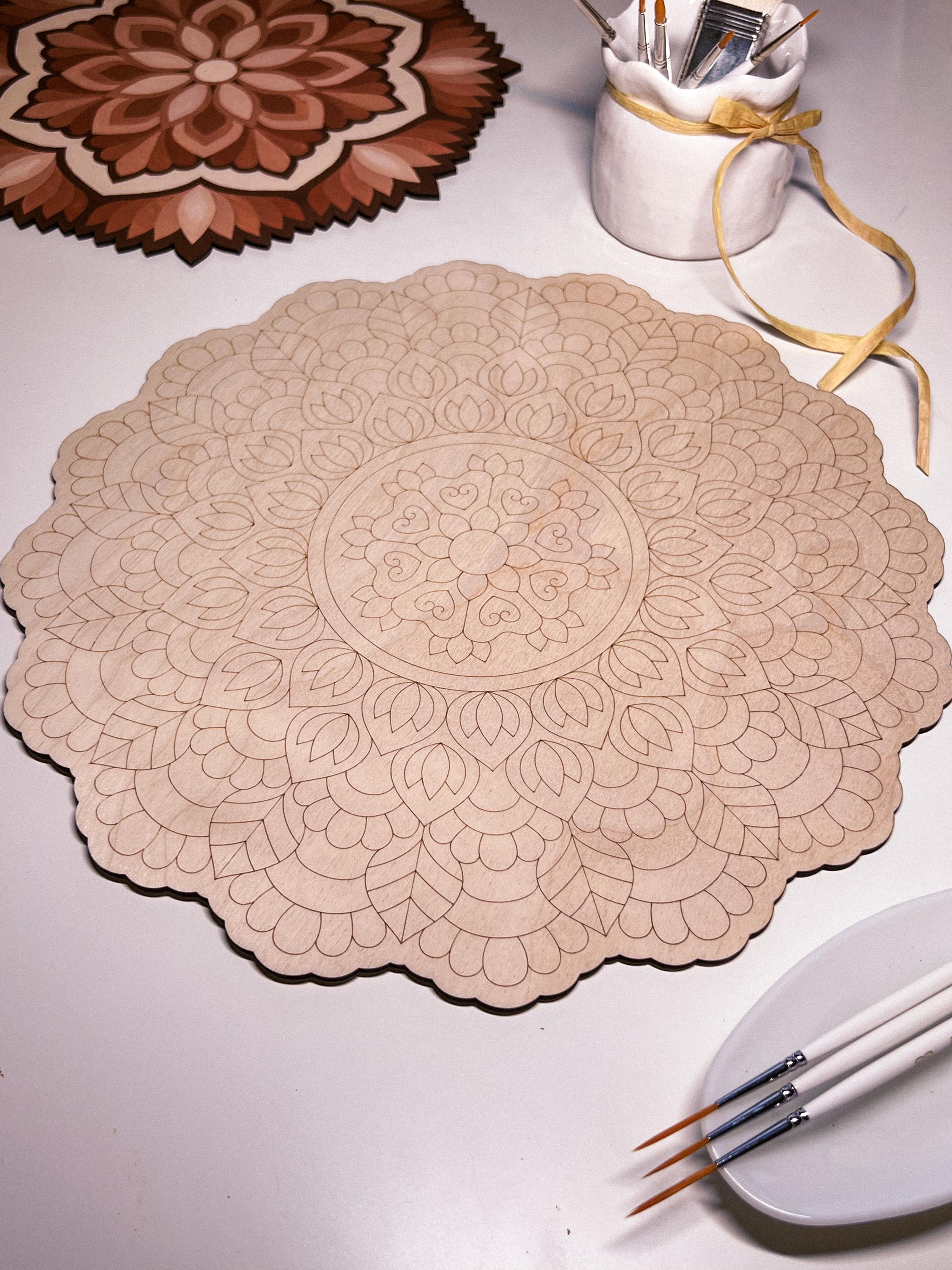 Hölzernes Mandala zum Ausmalen, Kunsttherapie, DIY-Basteln, Ausmalen für Erwachsene, Wandkunst, Malerei, Heimdekoration, einfaches Zeichnen, Malbretter, Mandala-Kunst