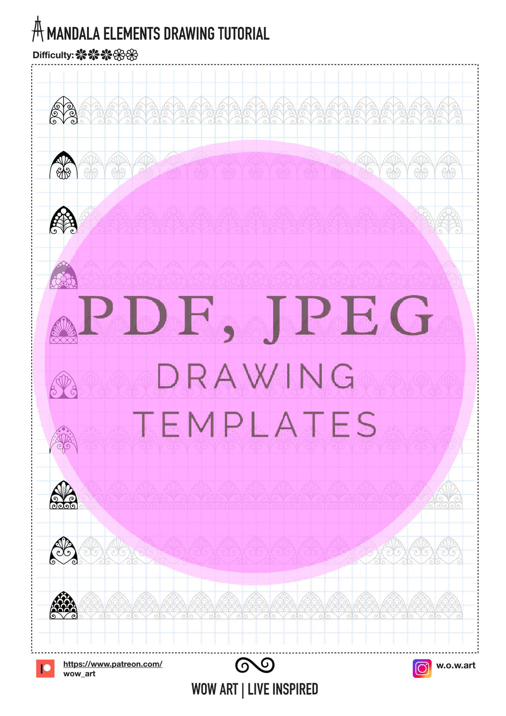 5.Trainingsblätter für grundlegende Muster! Pdf, Jpeg. Mandala-Kunst, Ornamente, digitales Papier, Sofort-Downloads, handgemacht, Kunsttherapie, Kalligrafie