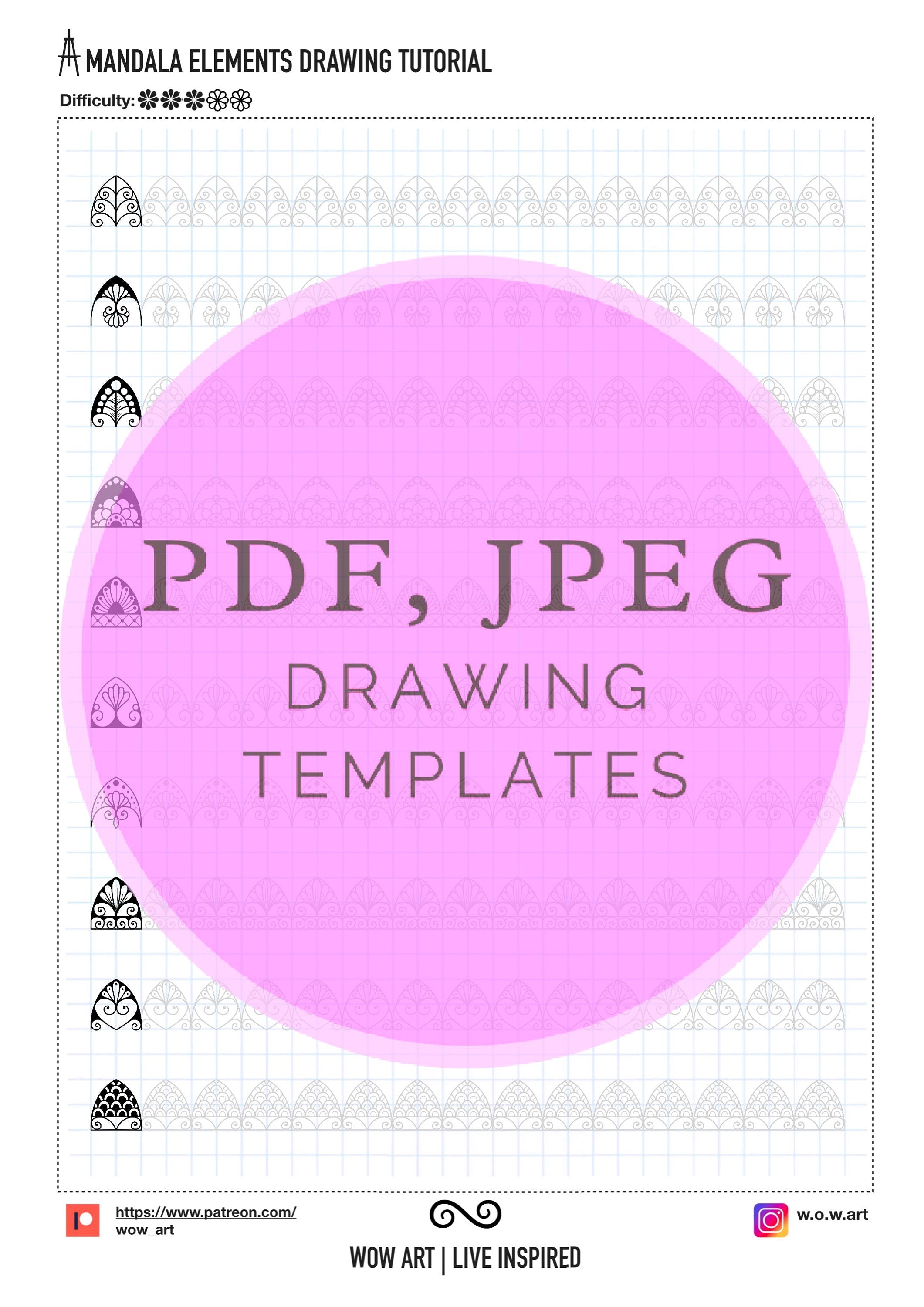 5.Trainingsblätter für grundlegende Muster! Pdf, Jpeg. Mandala-Kunst, Ornamente, digitales Papier, Sofort-Downloads, handgemacht, Kunsttherapie, Kalligrafie
