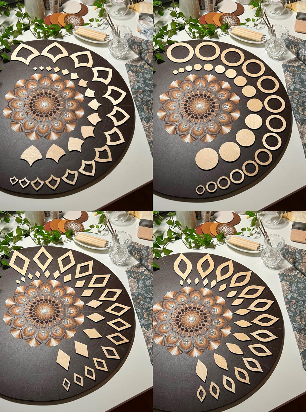 Professional wooden stencil sets for drawing, dot art tools, wooden shapes, Mandala art supplies,pattern building,geometric figures,tracing