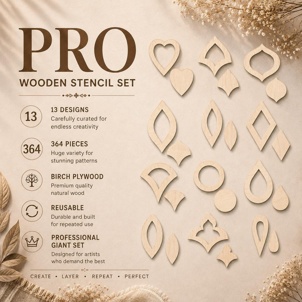 Professional wooden stencil sets for drawing, dot art tools, wooden shapes, Mandala art supplies,pattern building,geometric figures,tracing