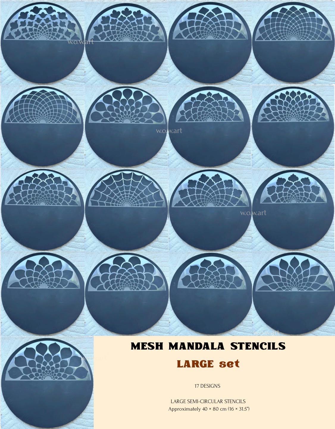 Flexible Art Stencils, 17 Mandala & Decorative Designs, Large Semi-Radius Stencils, Dot Painting, Reusable Painting Stencils