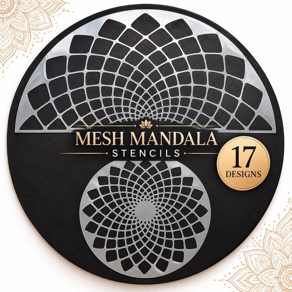 Flexible Art Stencils, 17 Mandala & Decorative Designs, Large Semi-Radius Stencils, Dot Painting, Reusable Painting Stencils